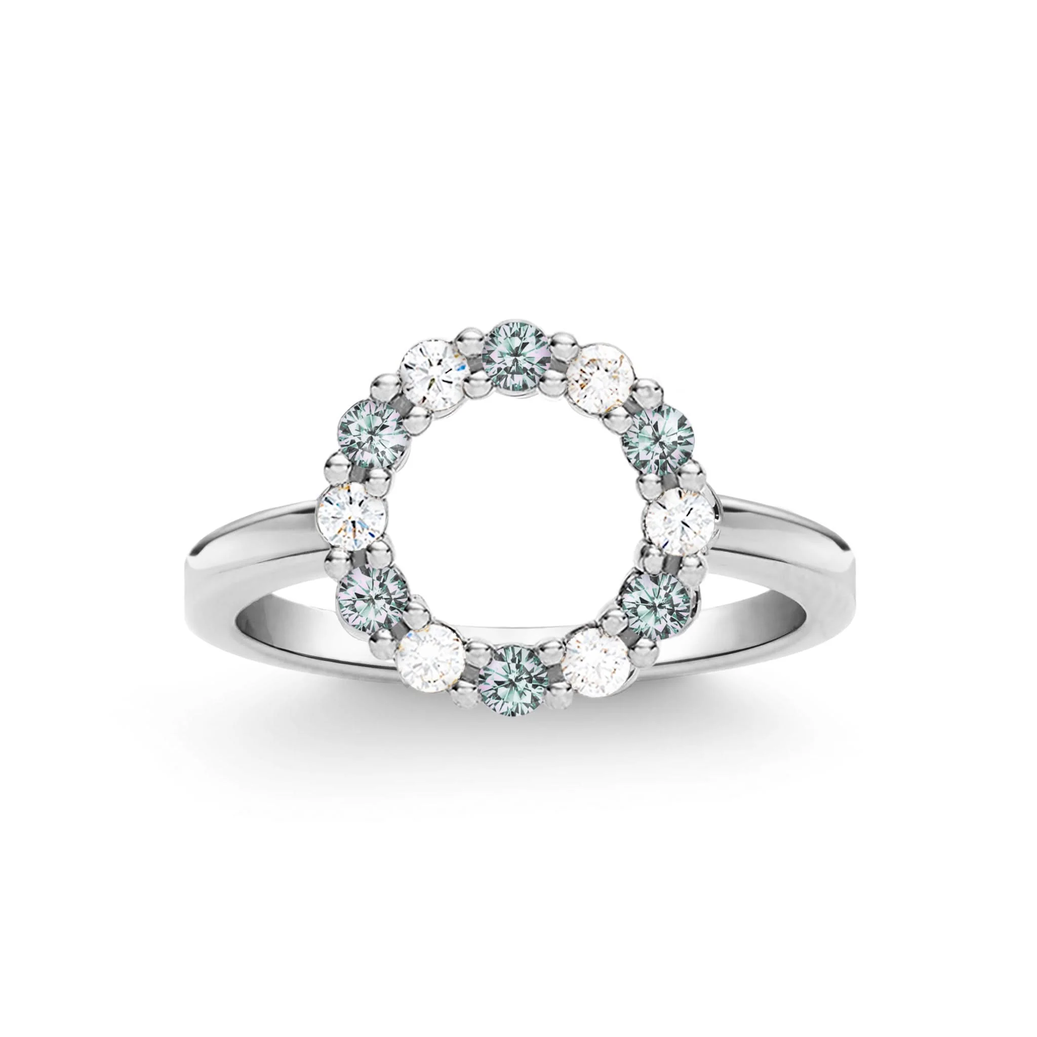 Rosecliff Small Circle Diamond & Alexandrite Ring in 14k Gold (June) - Image 5