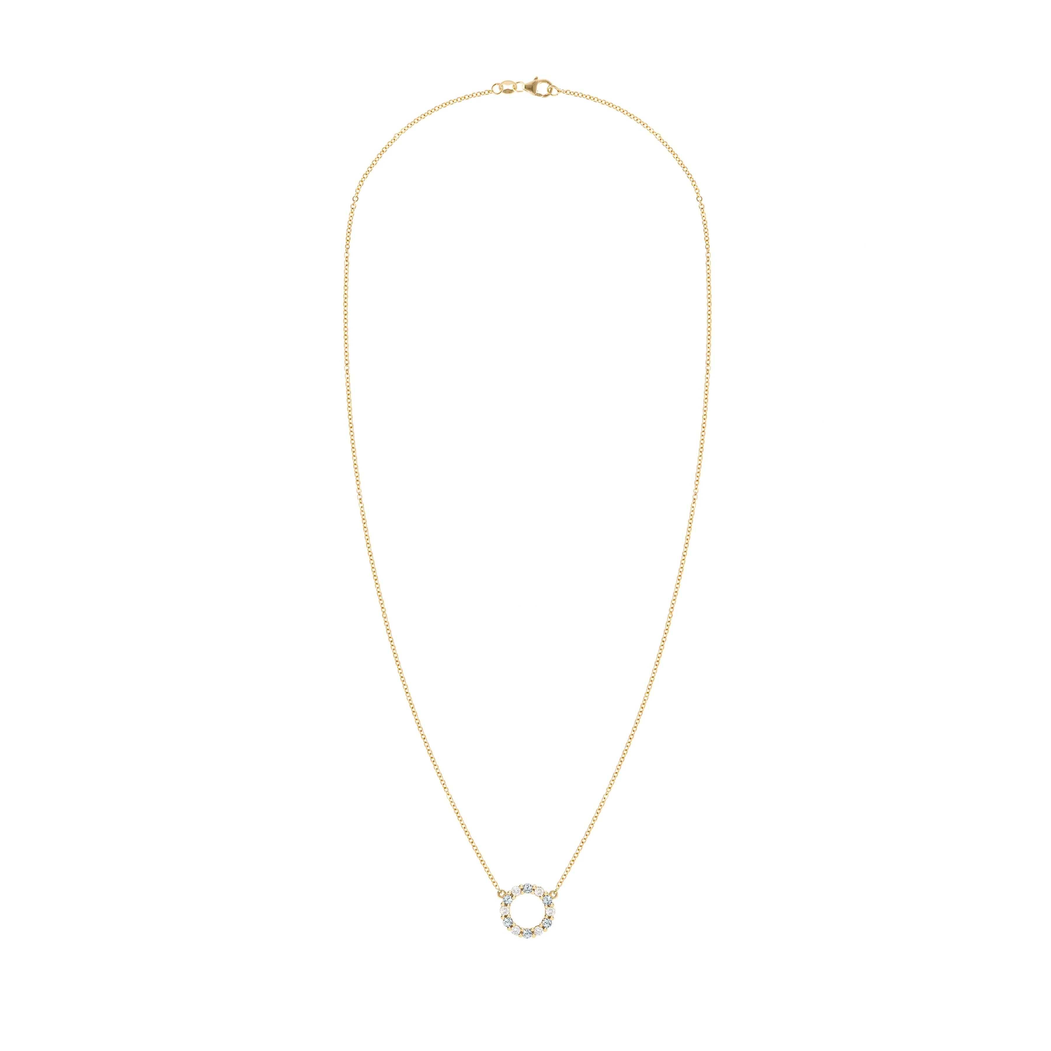 Rosecliff Small Circle Diamond & Aquamarine Necklace in 14k Gold (March) - Image 5