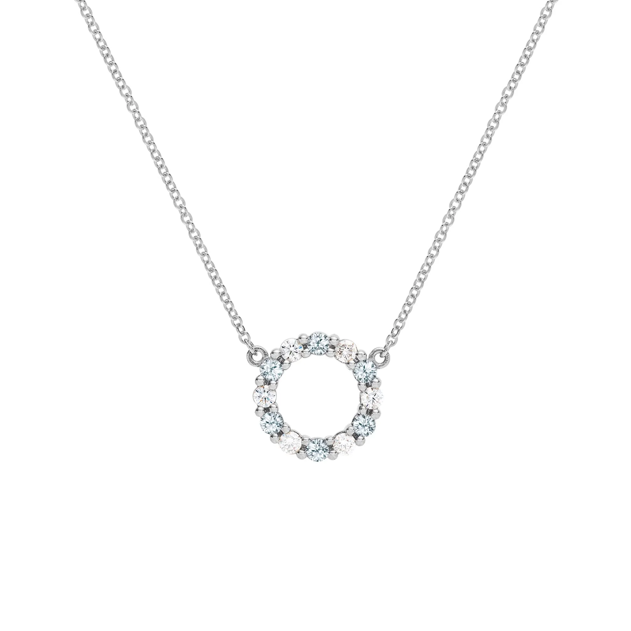 Rosecliff Small Circle Diamond & Aquamarine Necklace in 14k Gold (March) - Image 9