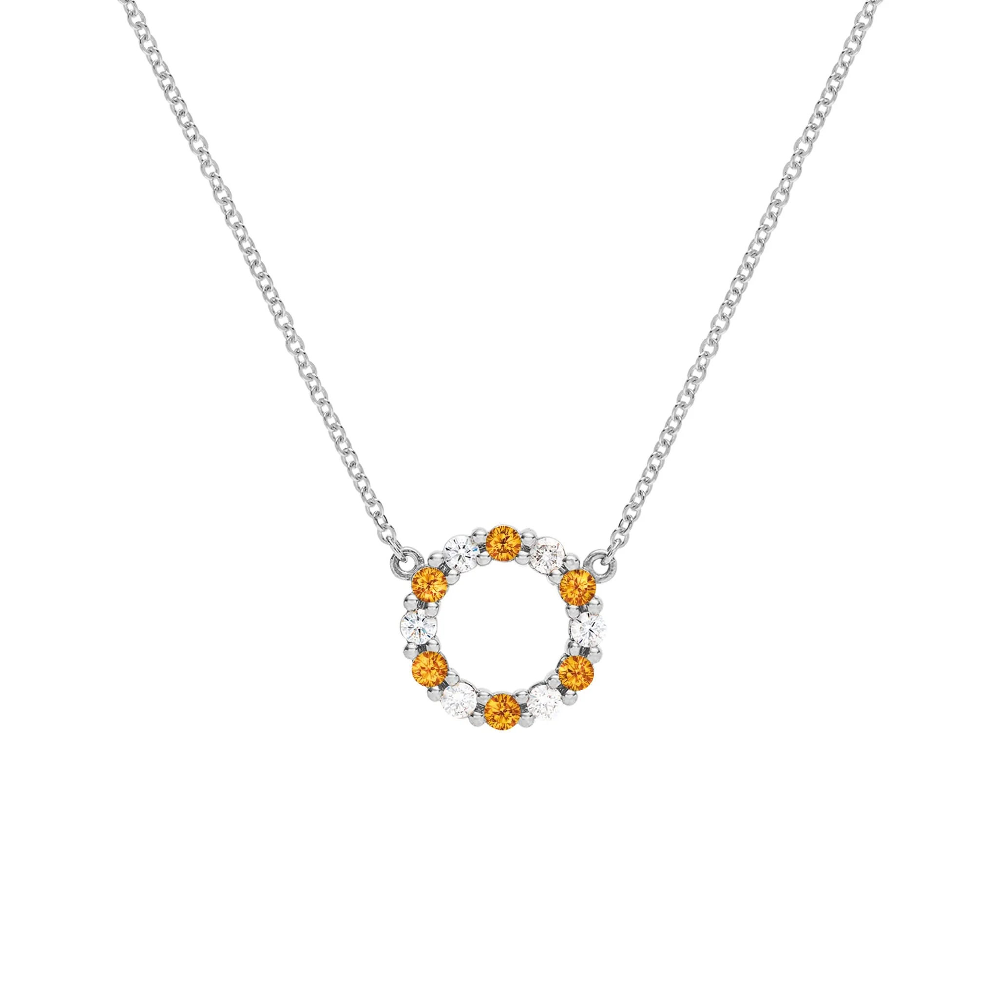 Rosecliff Small Circle Diamond & Citrine Necklace in 14k Gold (November) - Image 8
