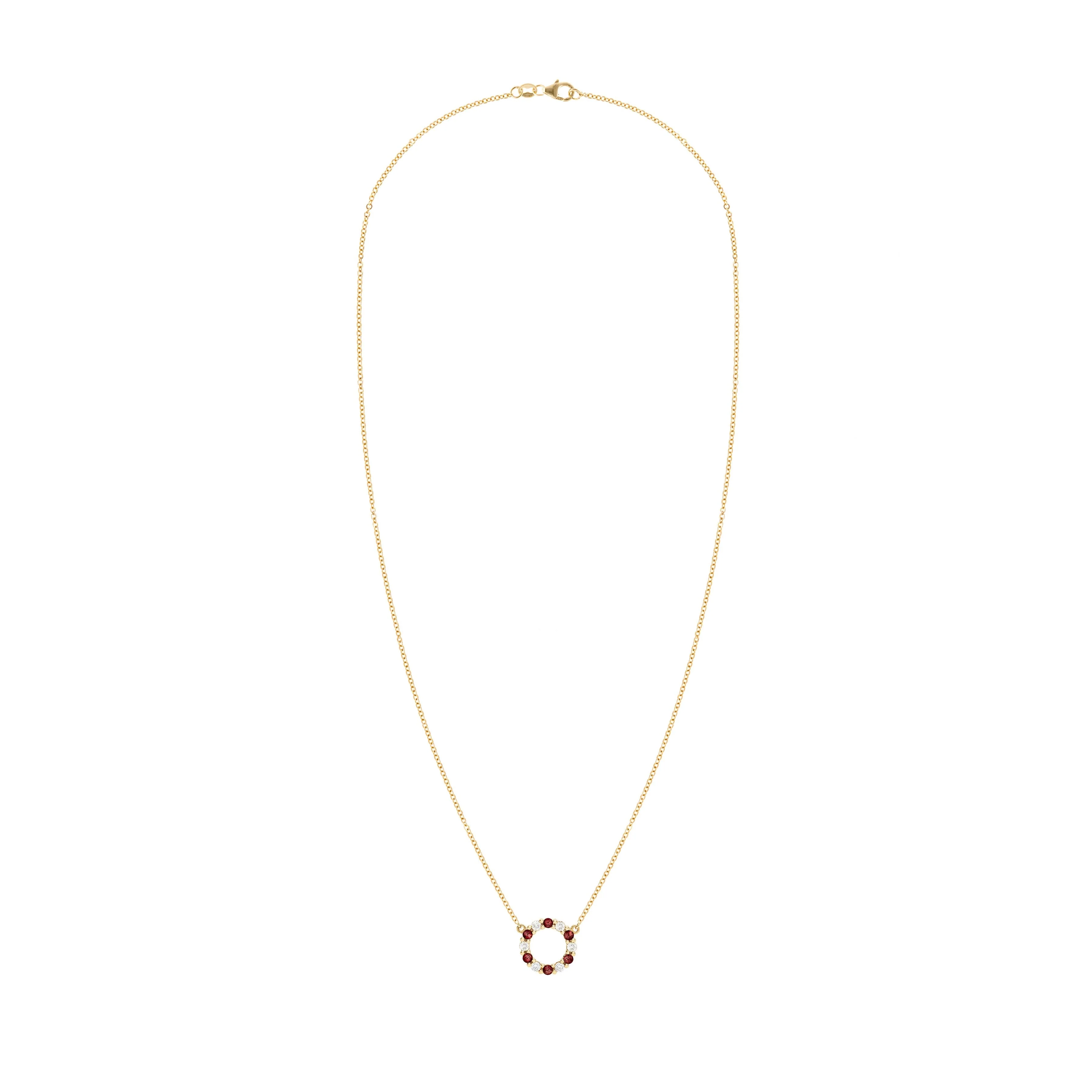 Rosecliff Small Circle Diamond & Garnet Necklace in 14k Gold (January) - Image 5