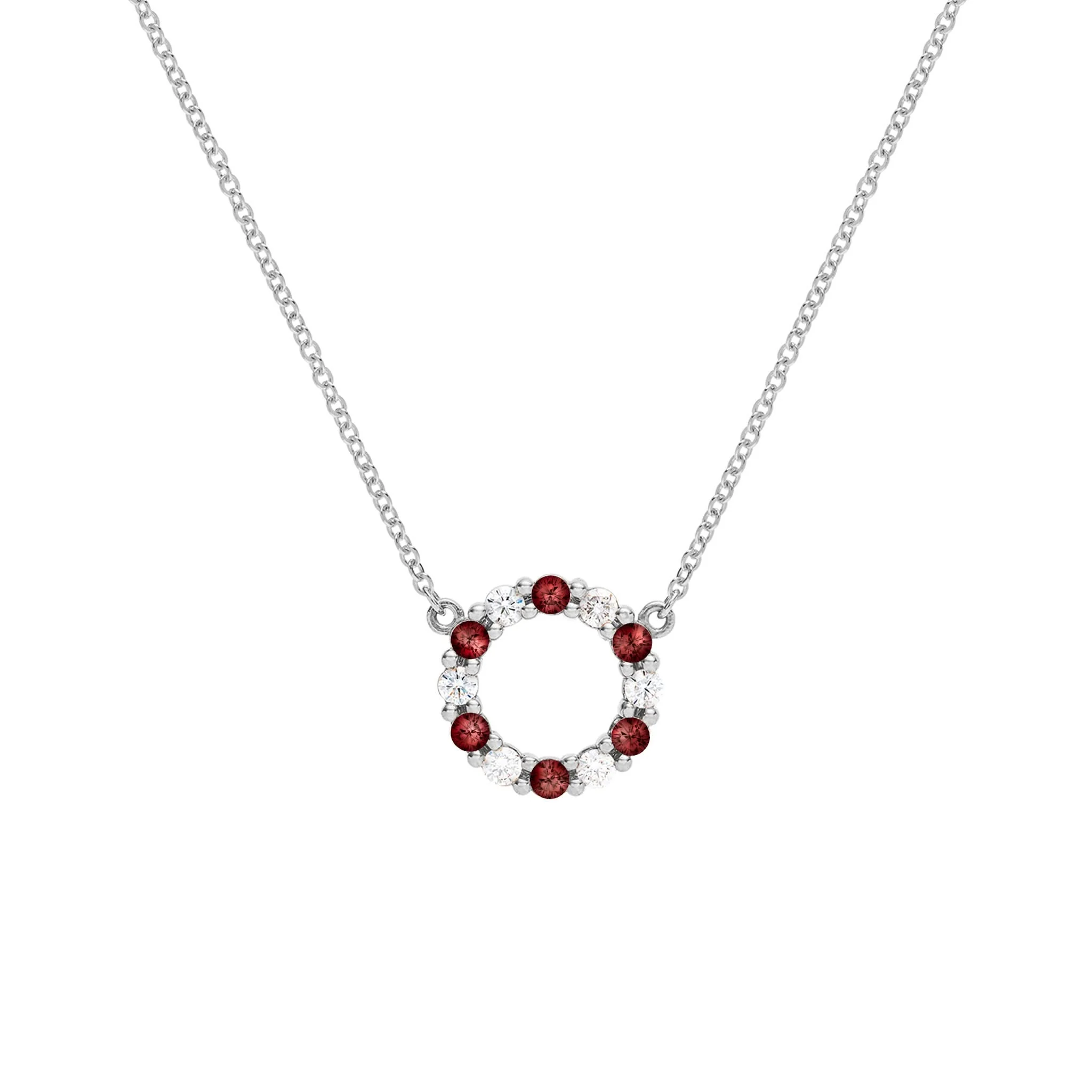 Rosecliff Small Circle Diamond & Garnet Necklace in 14k Gold (January) - Image 8
