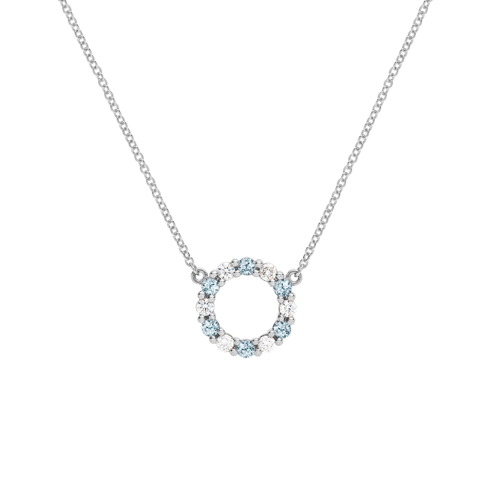 Rosecliff Small Circle Diamond & Nantucket Blue Topaz Necklace in 14k Gold (December) - Image 8
