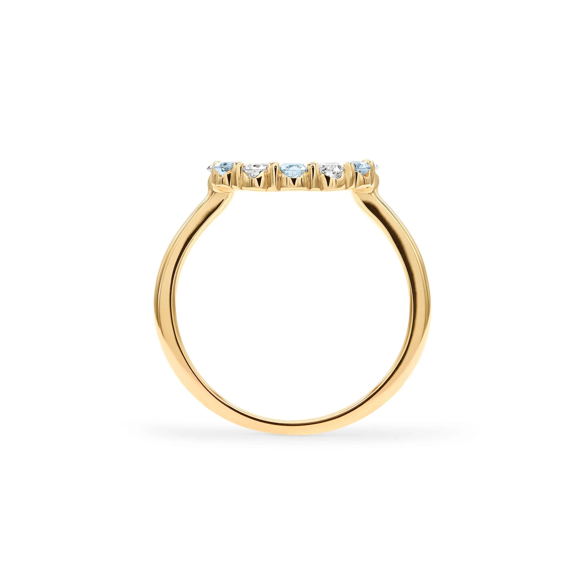 Rosecliff Small Circle Diamond & Nantucket Blue Topaz Ring in 14k Gold (December) - Image 4