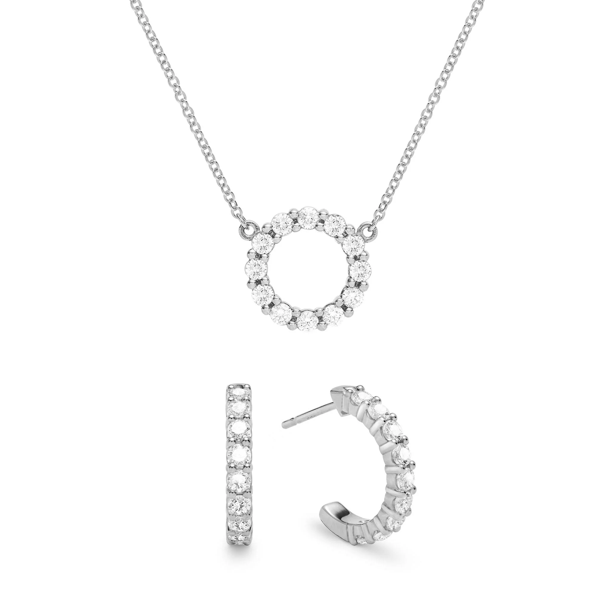 Rosecliff Small Circle Diamond Necklace and Huggie Hoop Earrings Set in 14k Gold (April) - Image 8