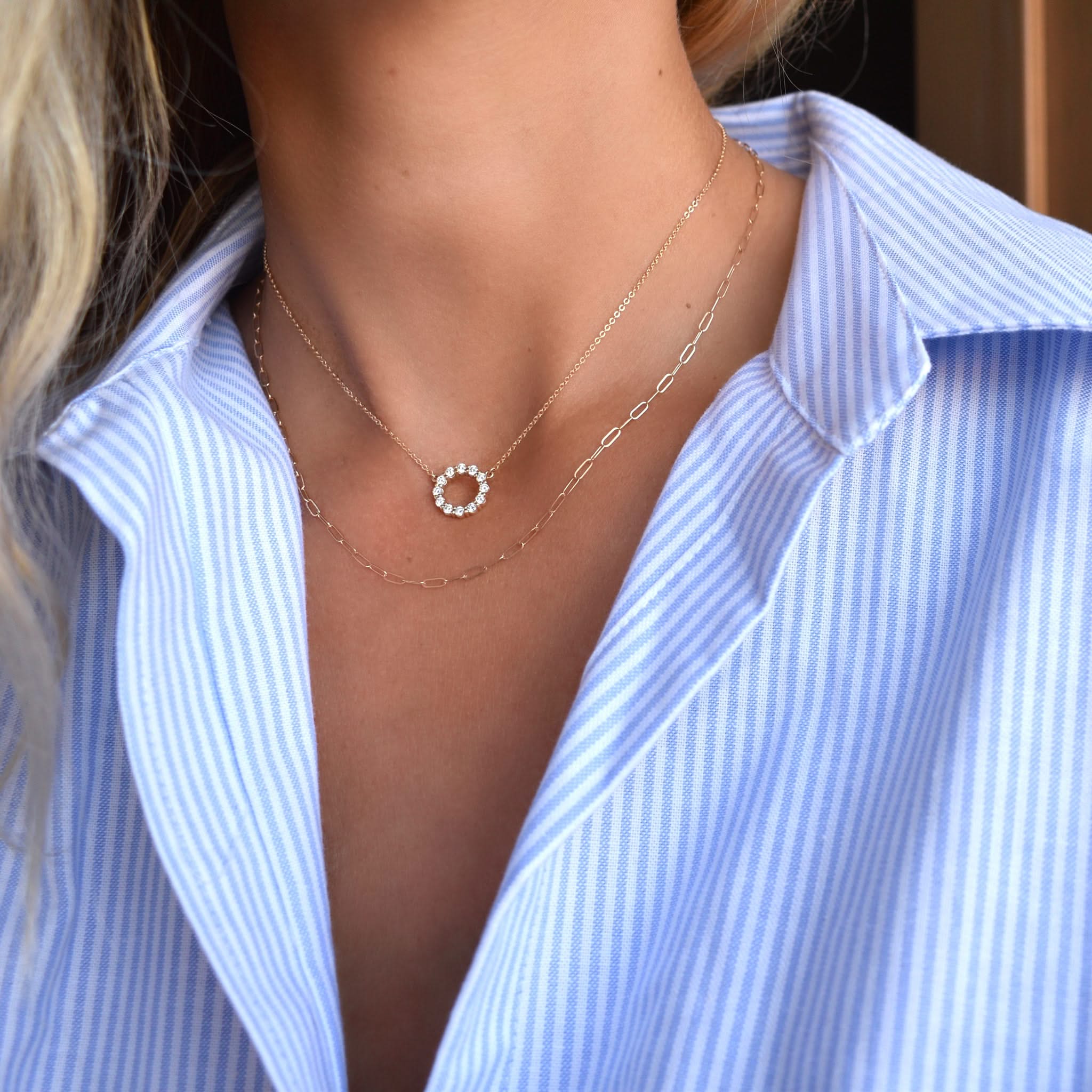 Rosecliff Small Circle Diamond Necklace in 14k Gold (April) - Image 9