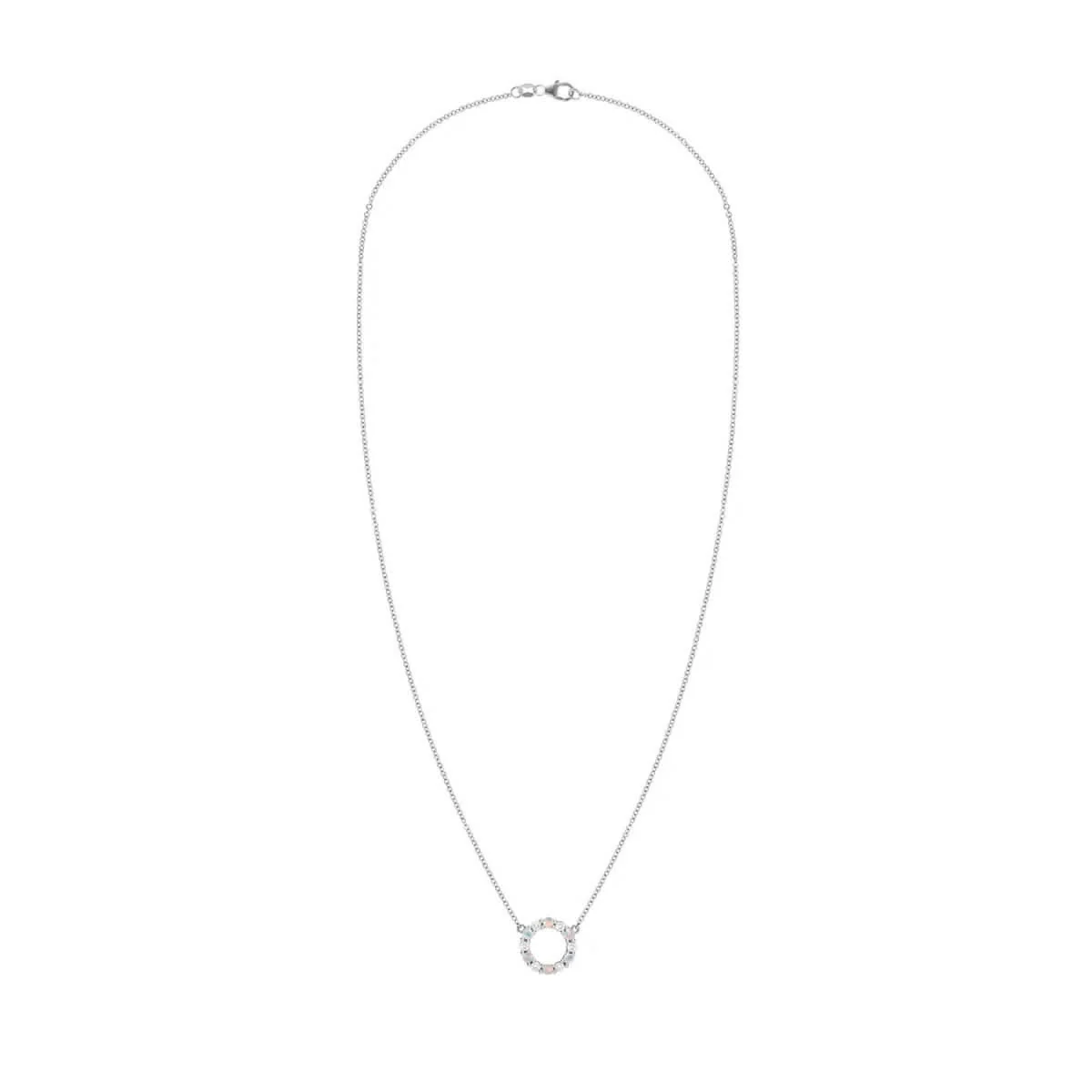 Rosecliff Small Circle Diamond & Opal Necklace in 14k Gold (October) - Image 10
