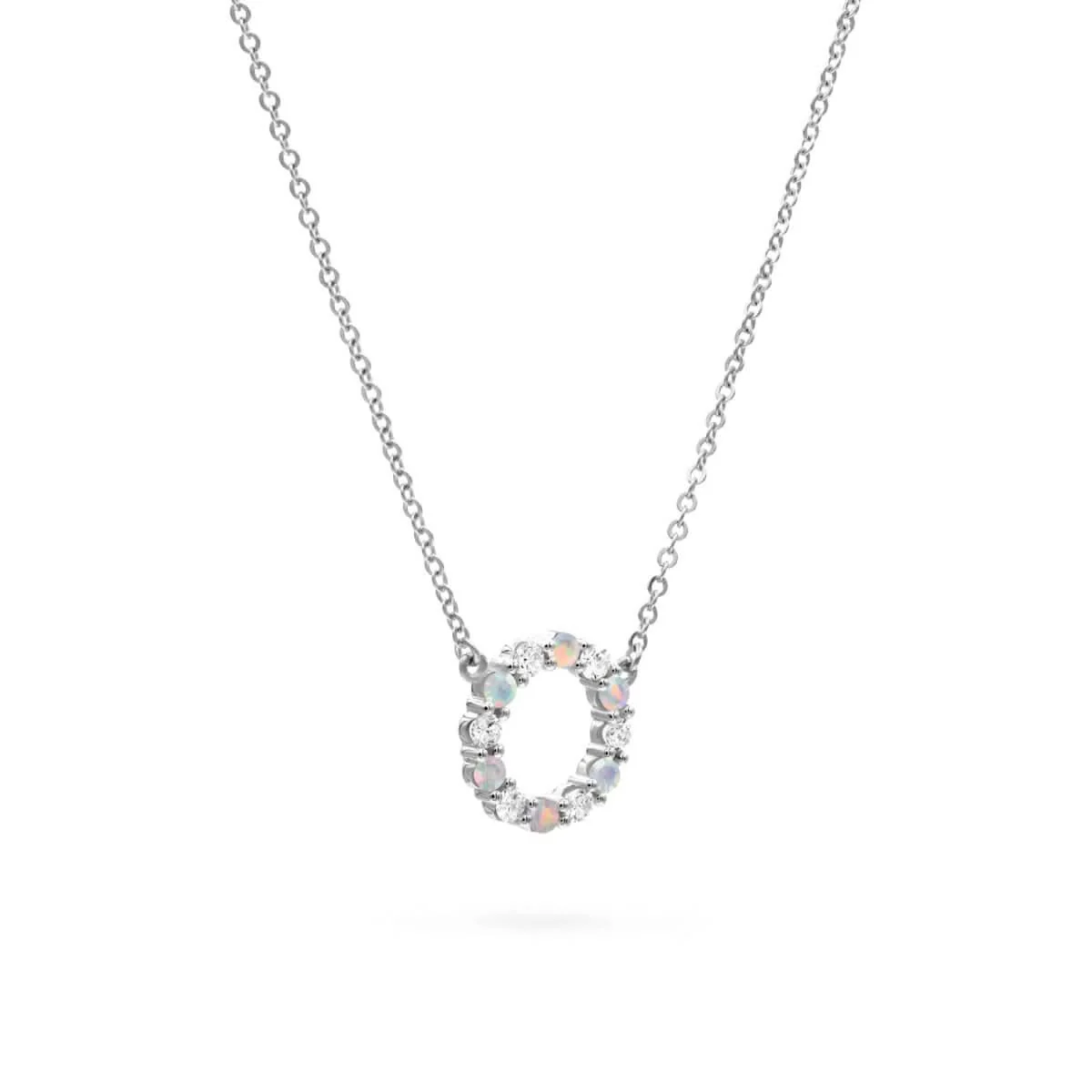 Rosecliff Small Circle Diamond & Opal Necklace in 14k Gold (October) - Image 8