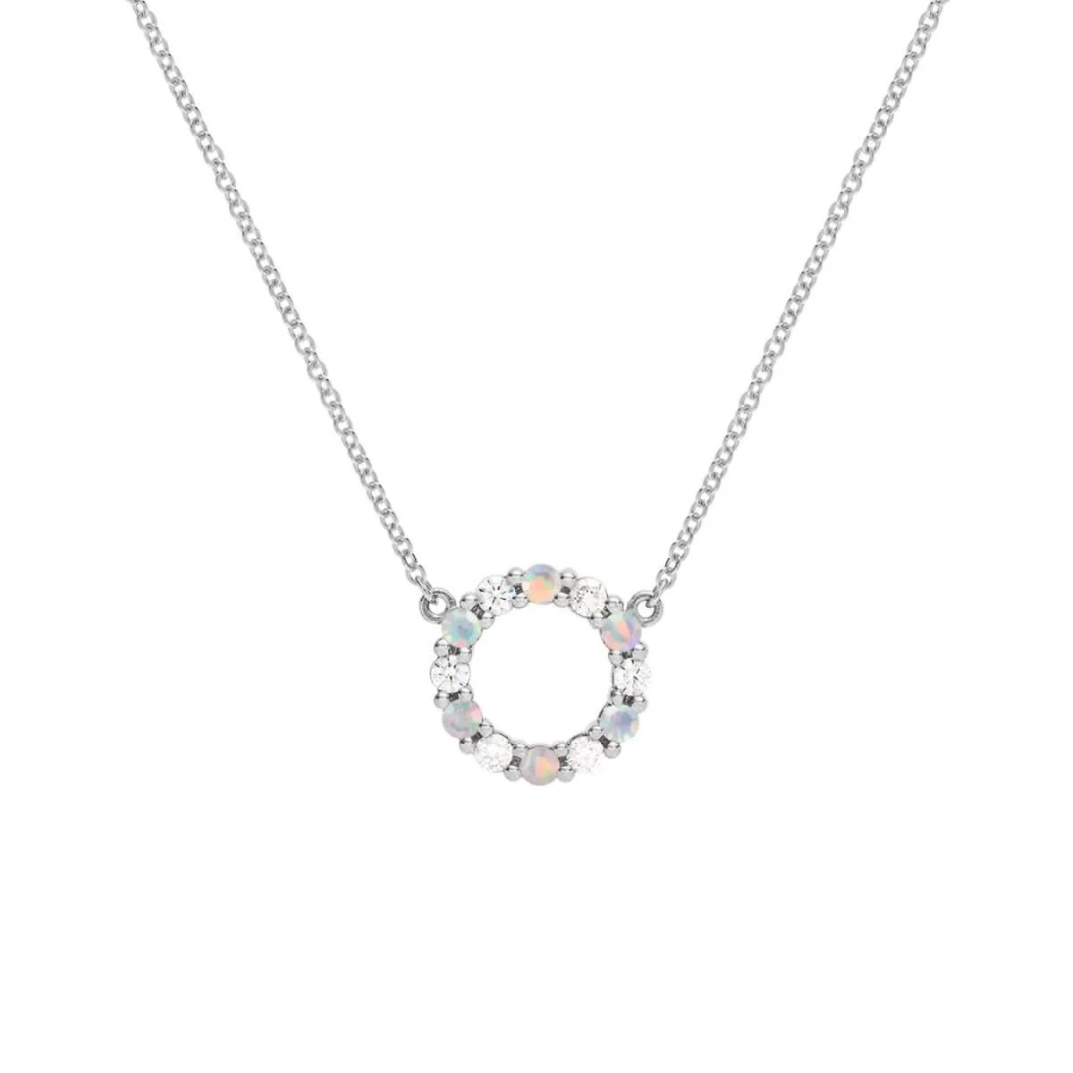 Rosecliff Small Circle Diamond & Opal Necklace in 14k Gold (October) - Image 9