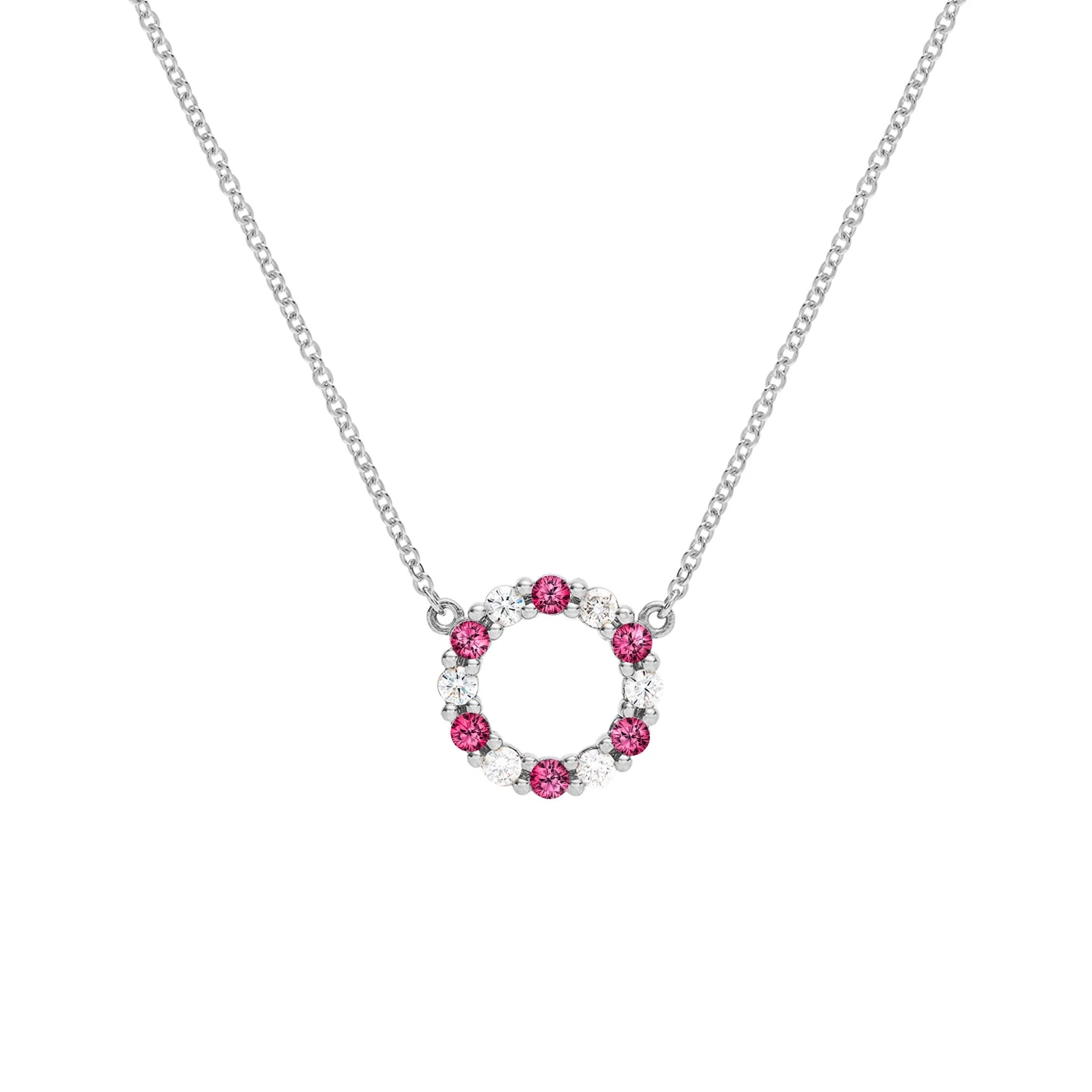 Rosecliff Small Circle Diamond & Ruby Necklace in 14k Gold (July) - Image 8