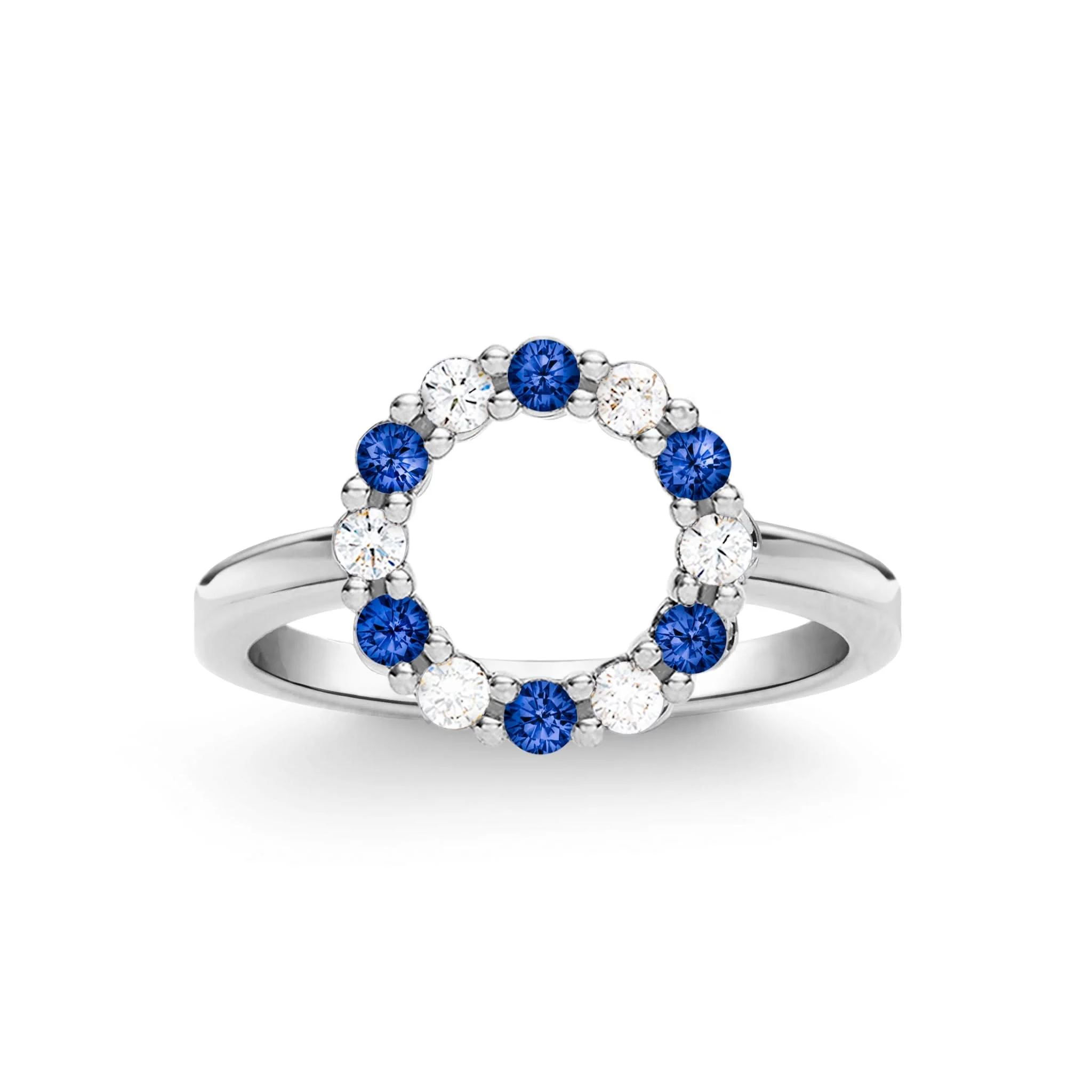 Rosecliff Small Circle Diamond & Sapphire Ring in 14k Gold (September) - Image 5