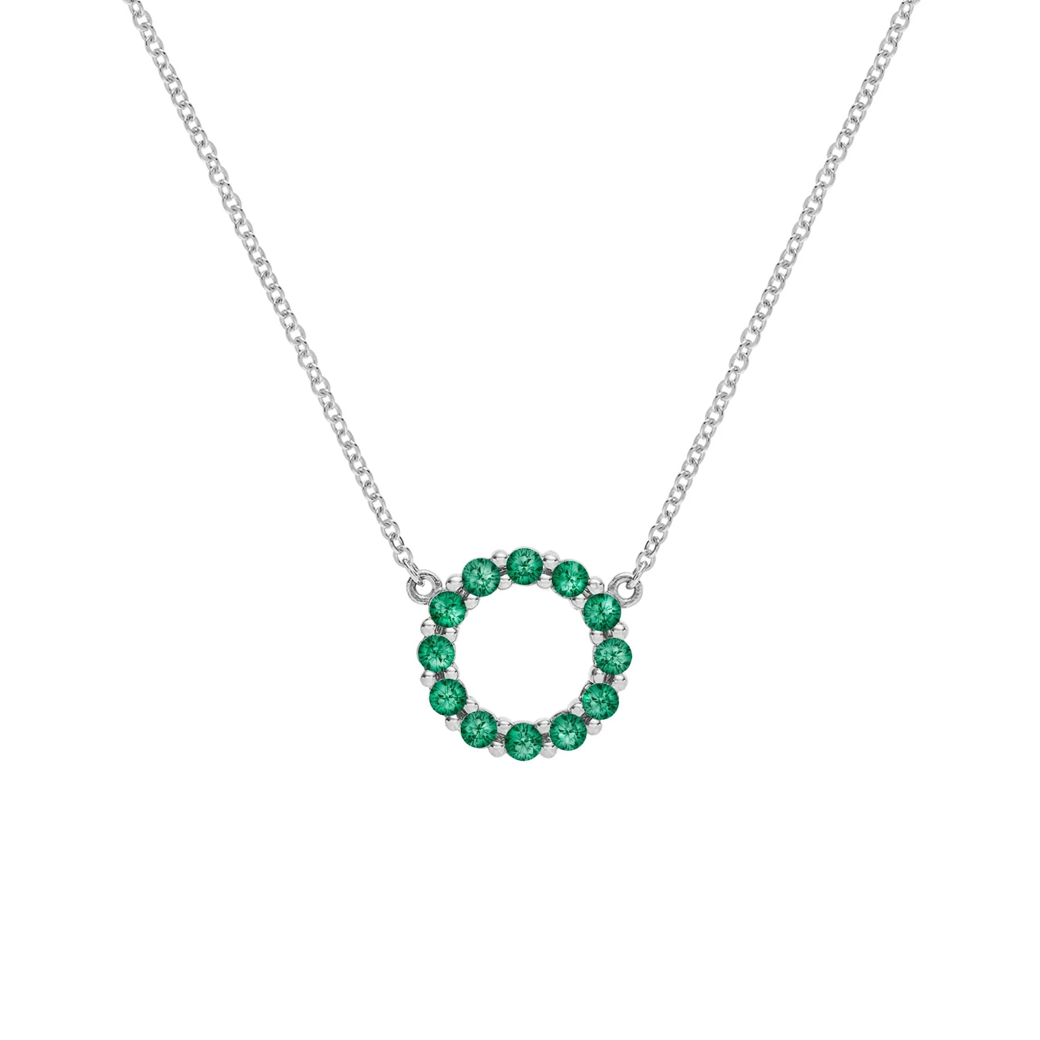 Rosecliff Small Circle Emerald Necklace in 14k Gold (May) - Image 8