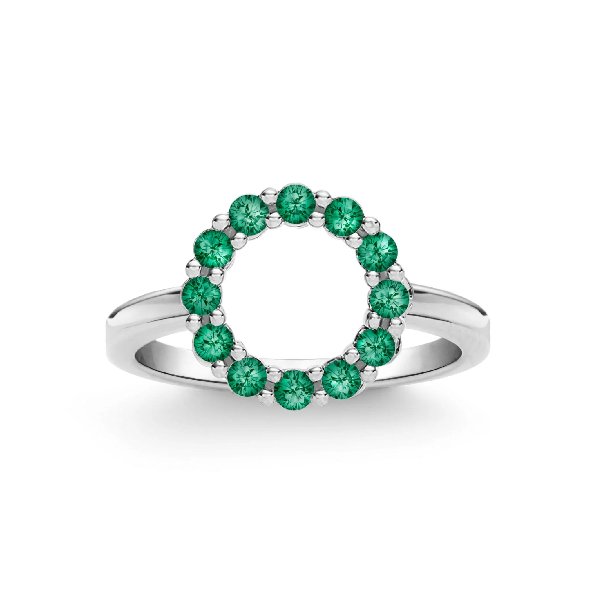 Rosecliff Small Circle Emerald Ring in 14k Gold (May) - Image 5