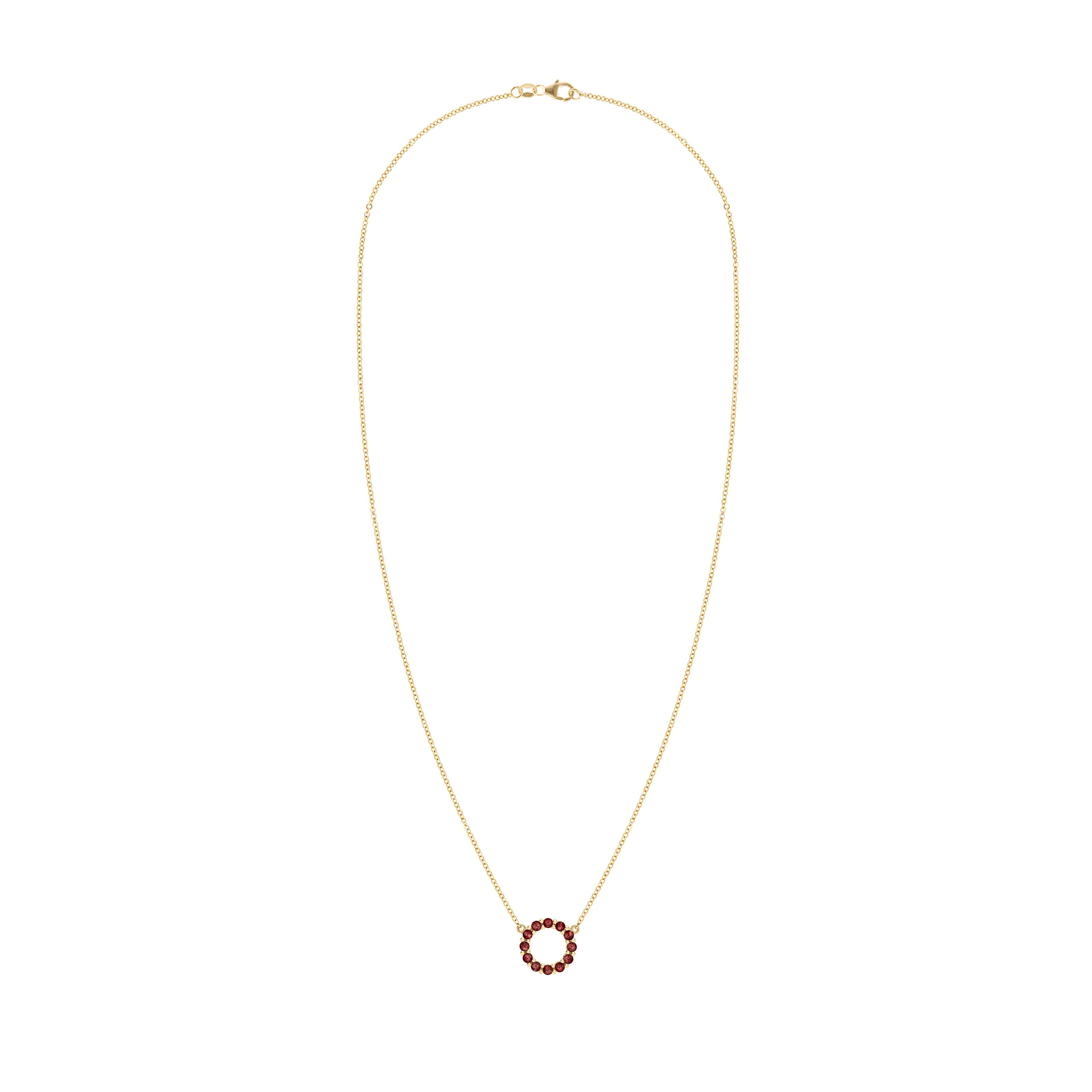 Rosecliff Small Circle Garnet Necklace in 14k Gold (January) - Image 5