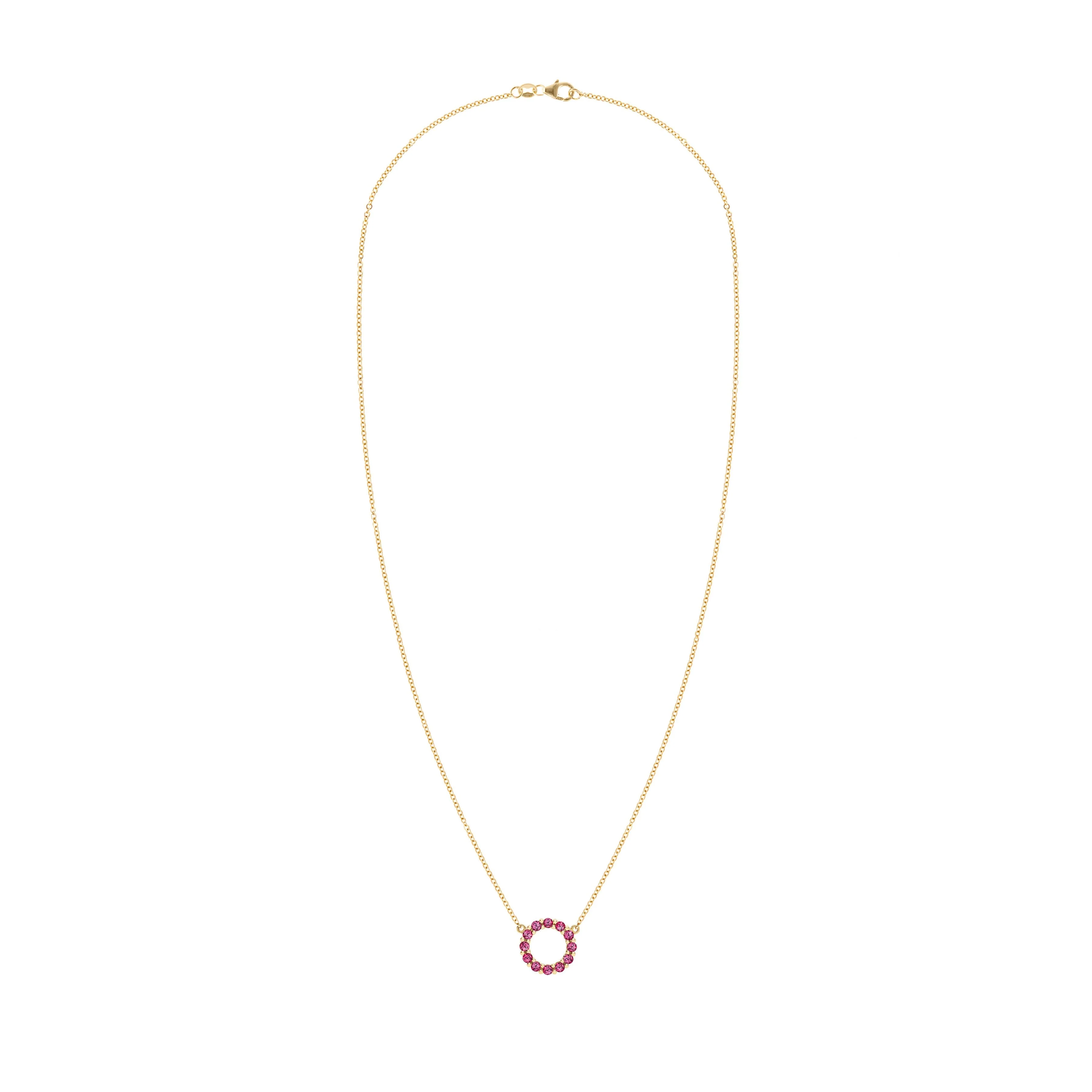 Rosecliff Small Circle Ruby Necklace in 14k Gold (July) - Image 5