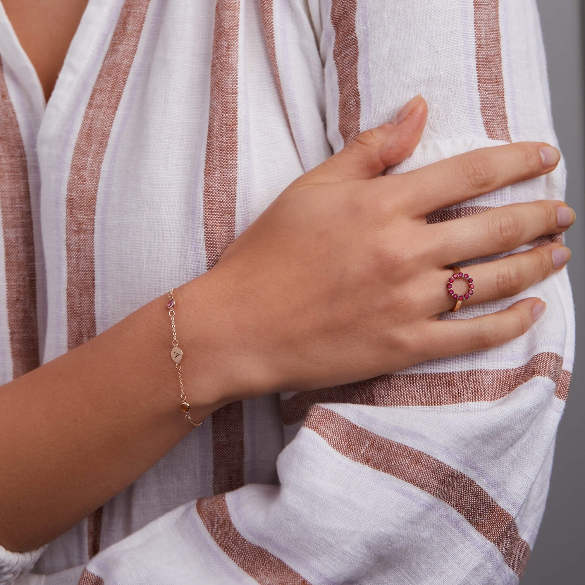 Rosecliff Small Circle Ruby Ring in 14k Gold (July) - Image 2