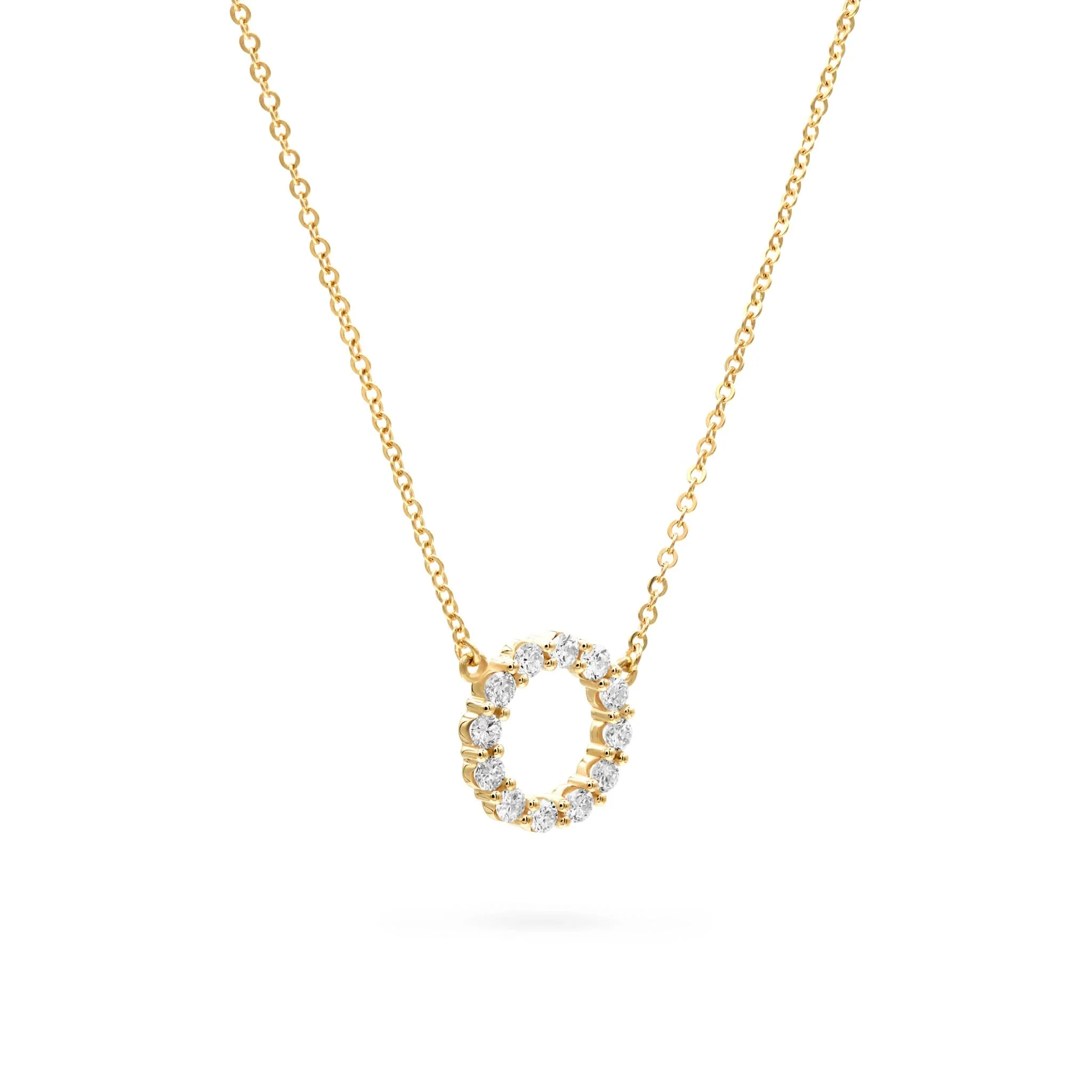 Rosecliff Small Circle White Topaz Necklace in 14k Gold (April) - Image 4