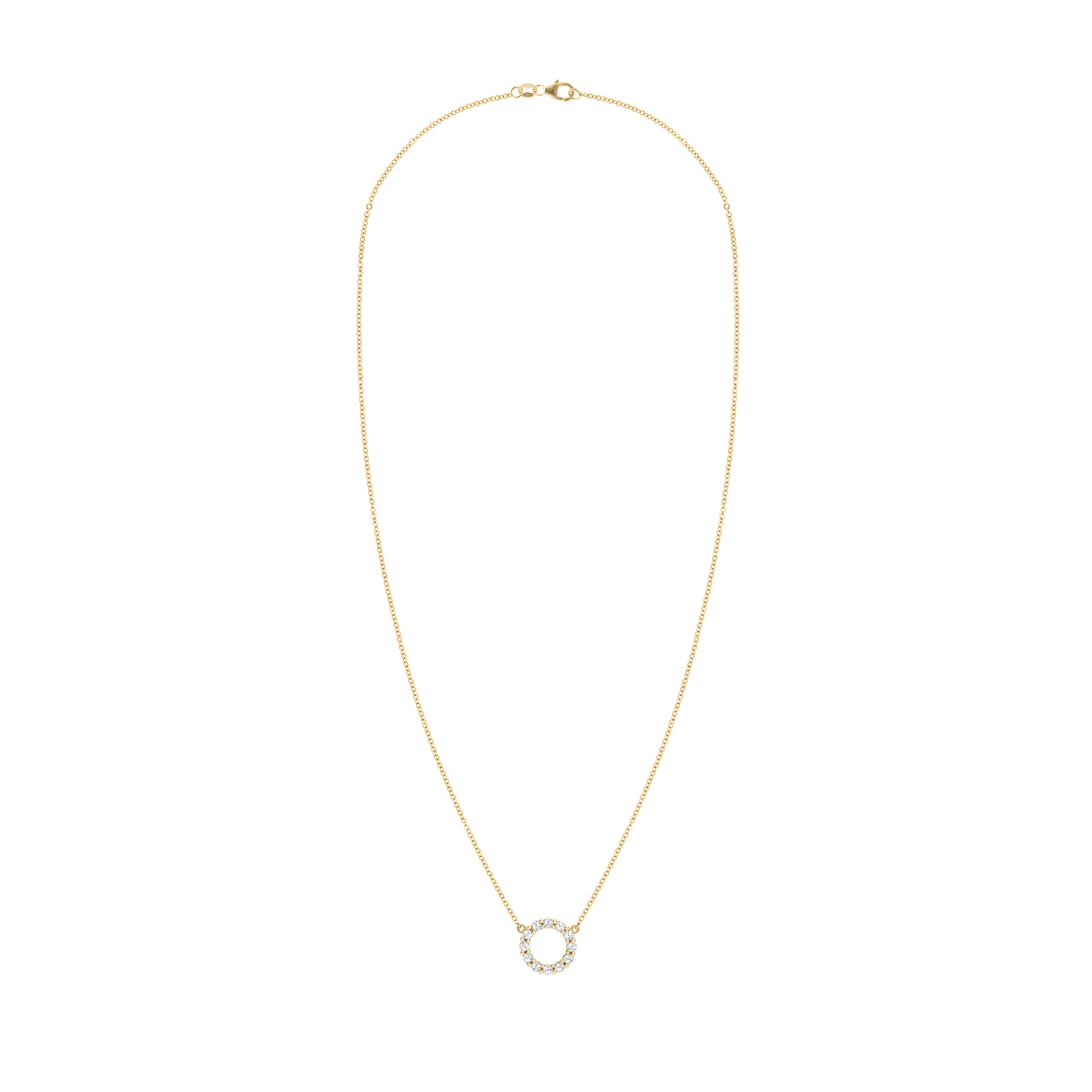 Rosecliff Small Circle White Topaz Necklace in 14k Gold (April) - Image 5