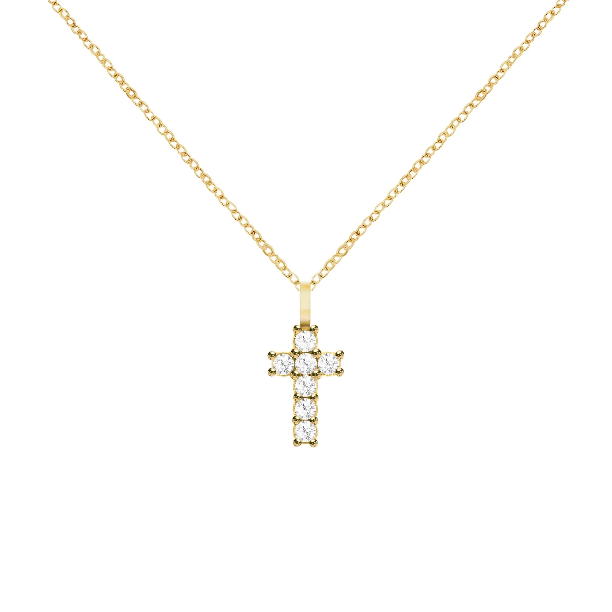 Rosecliff Small Cross Diamond Pendant in 14k Gold (April) - Image 5