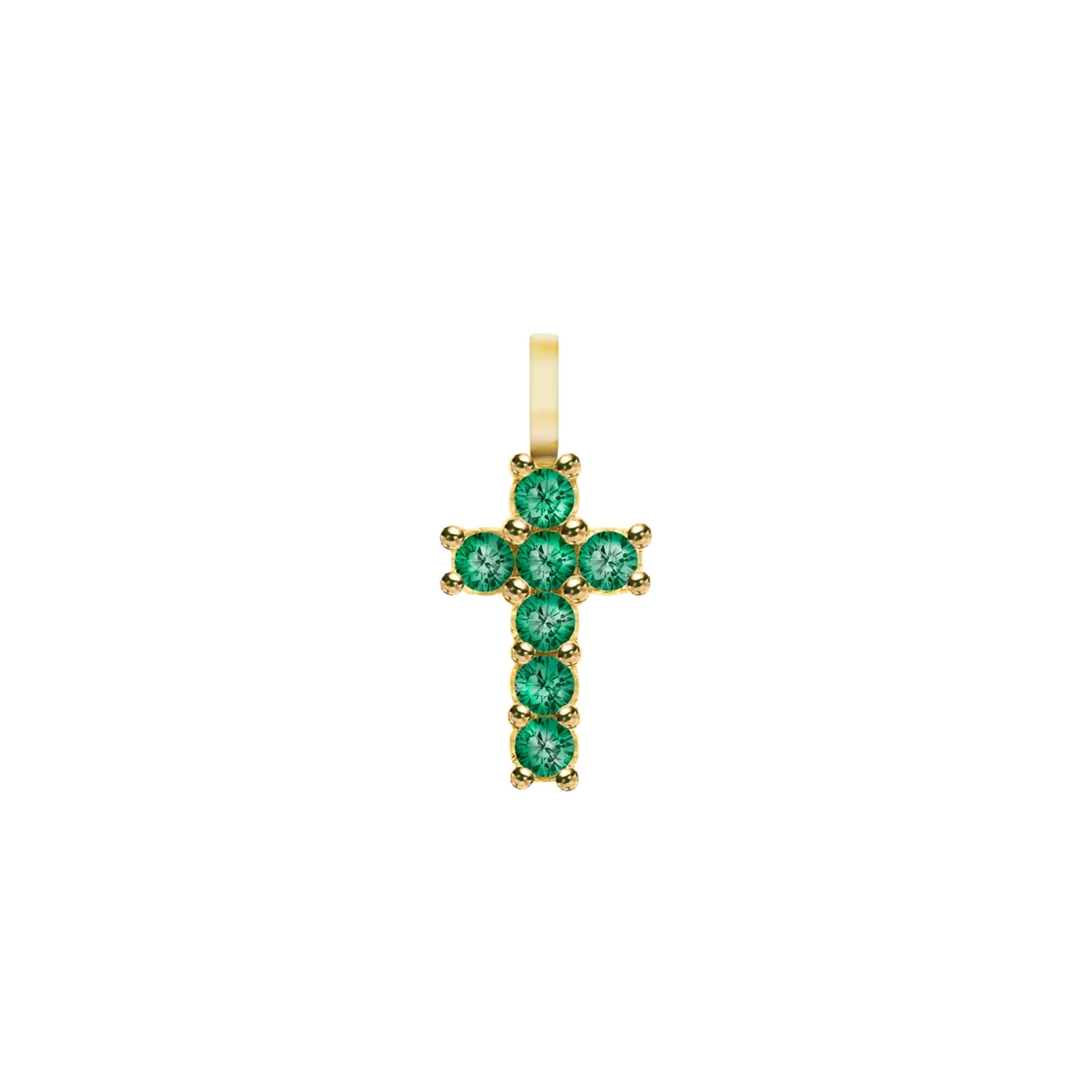 Rosecliff Small Cross Emerald Pendant in 14k Gold (May)