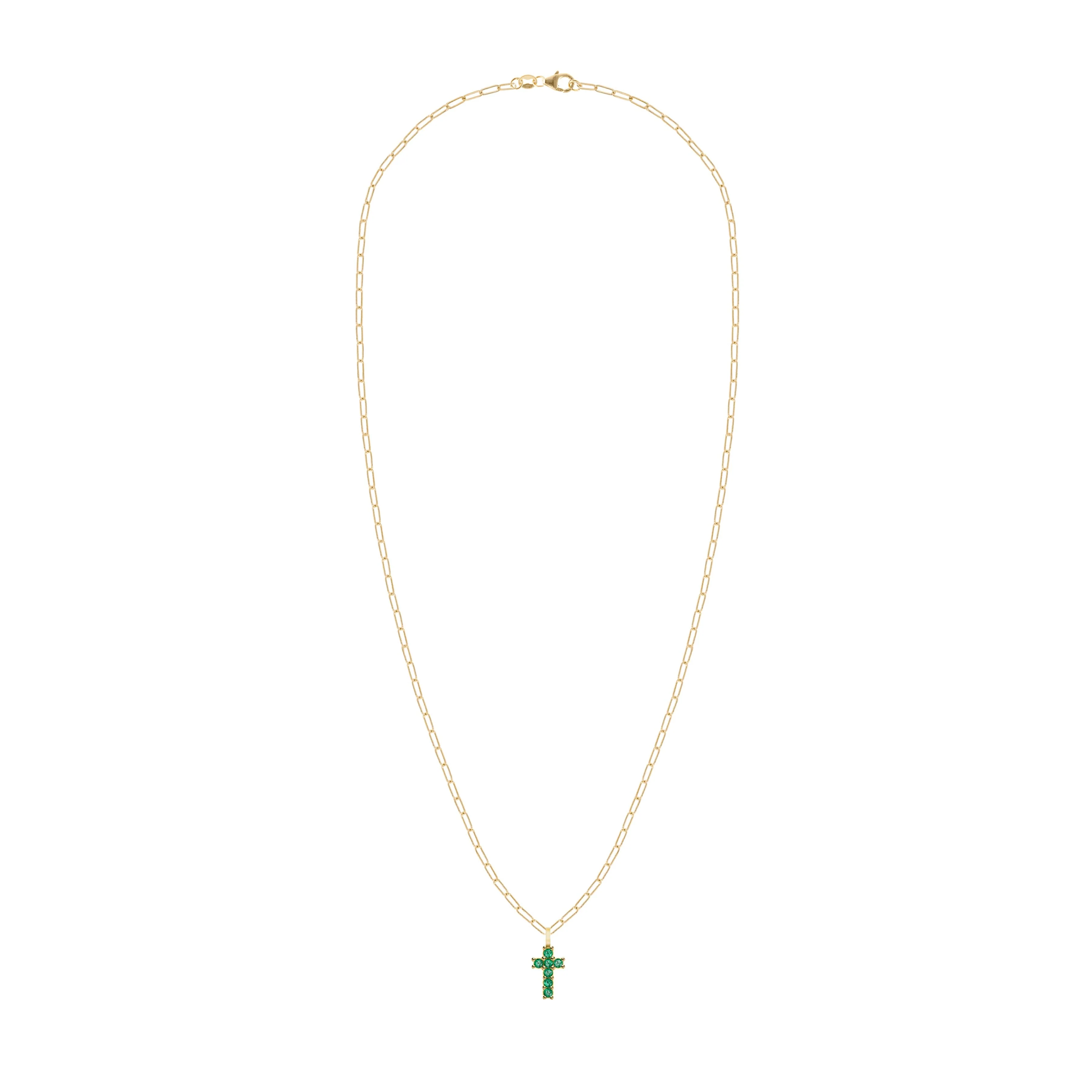Rosecliff Small Cross Emerald Pendant in 14k Gold (May) - Image 4