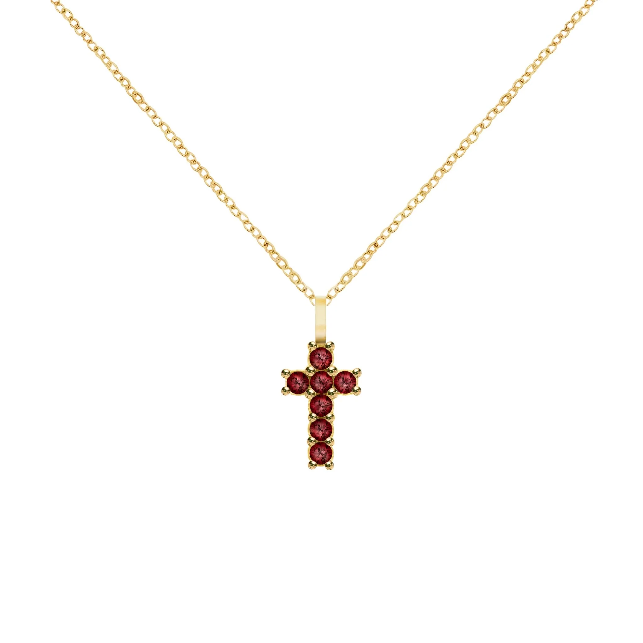 Rosecliff Small Cross Garnet Pendant in 14k Gold (January) - Image 5