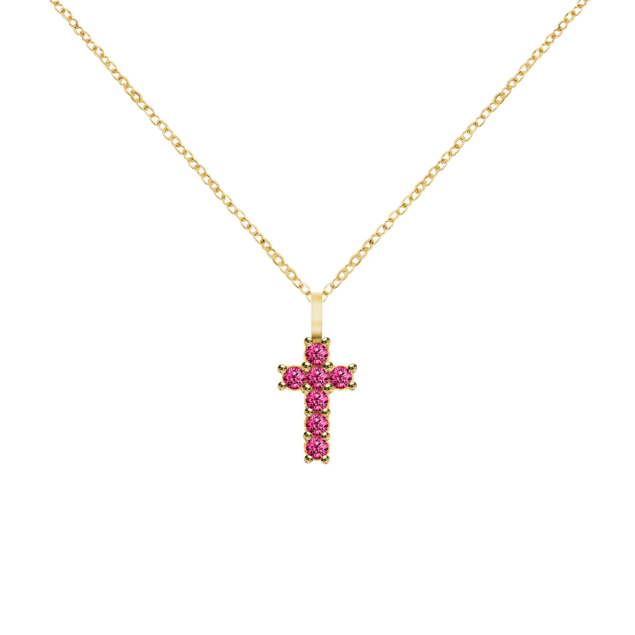Rosecliff Small Cross Ruby Pendant in 14k Gold (July) - Image 5
