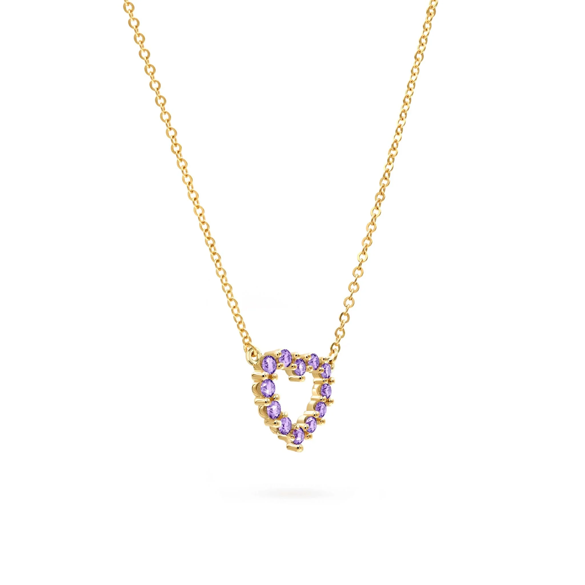 Rosecliff Small Heart Amethyst Necklace in 14k Gold (February) - Image 4