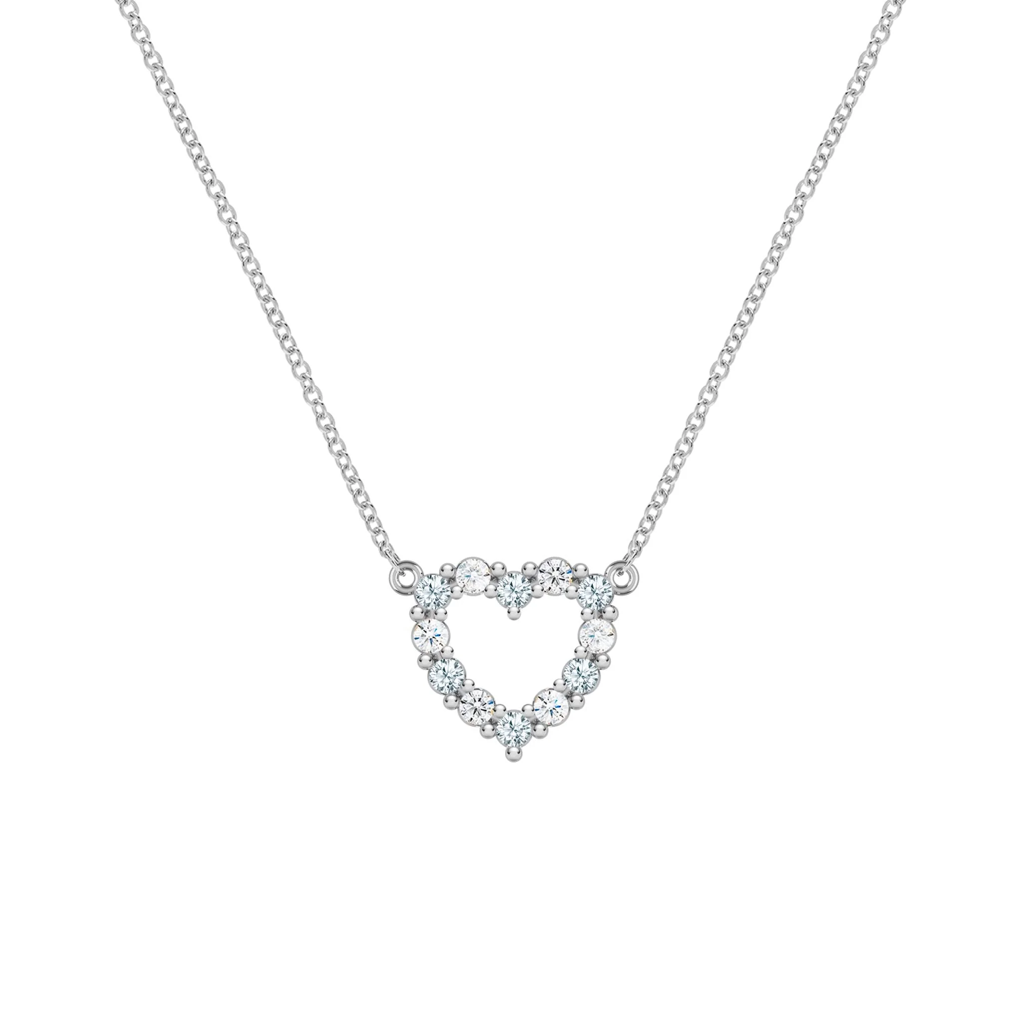Rosecliff Small Heart Diamond & Aquamarine Necklace in 14k Gold (March) - Image 8