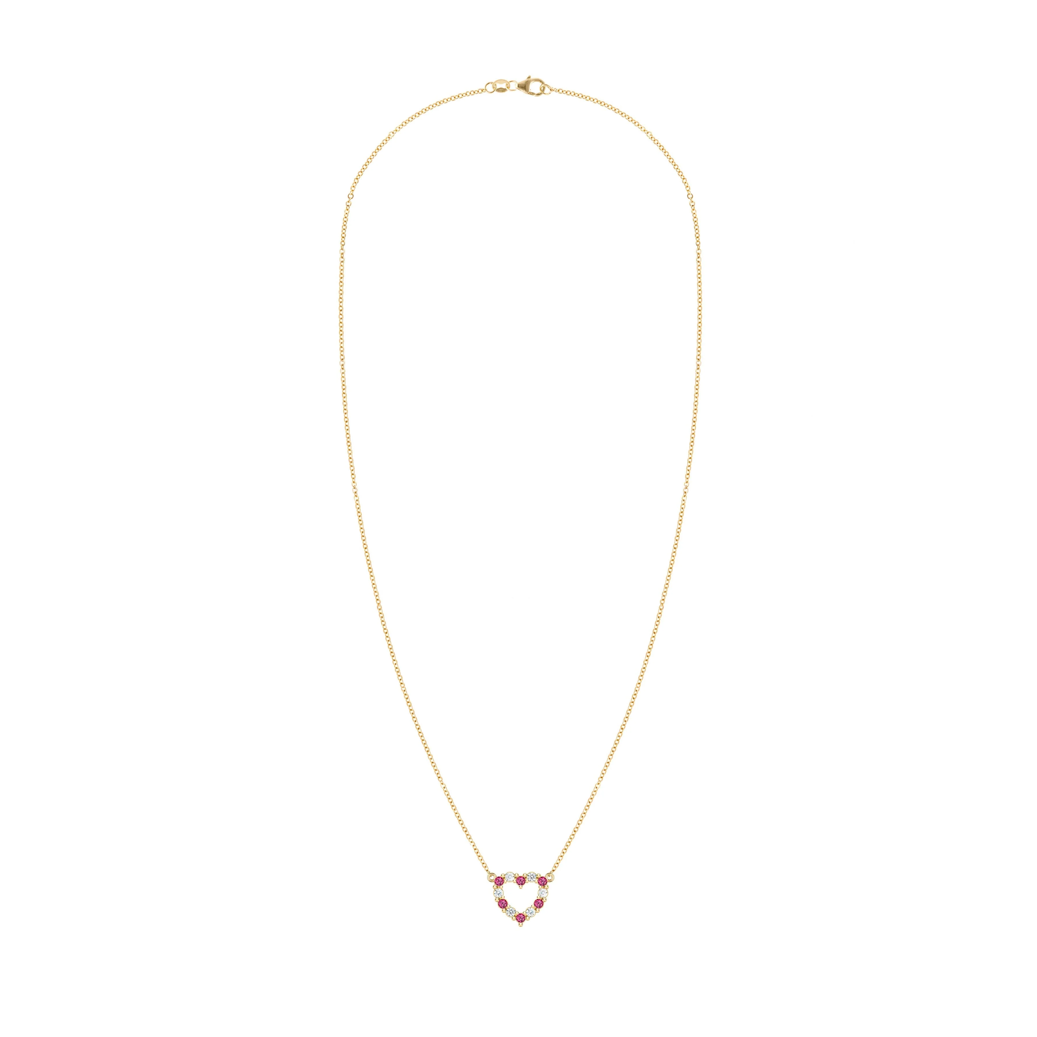 Rosecliff Small Heart Diamond & Ruby Necklace in 14k Gold (July) - Image 5