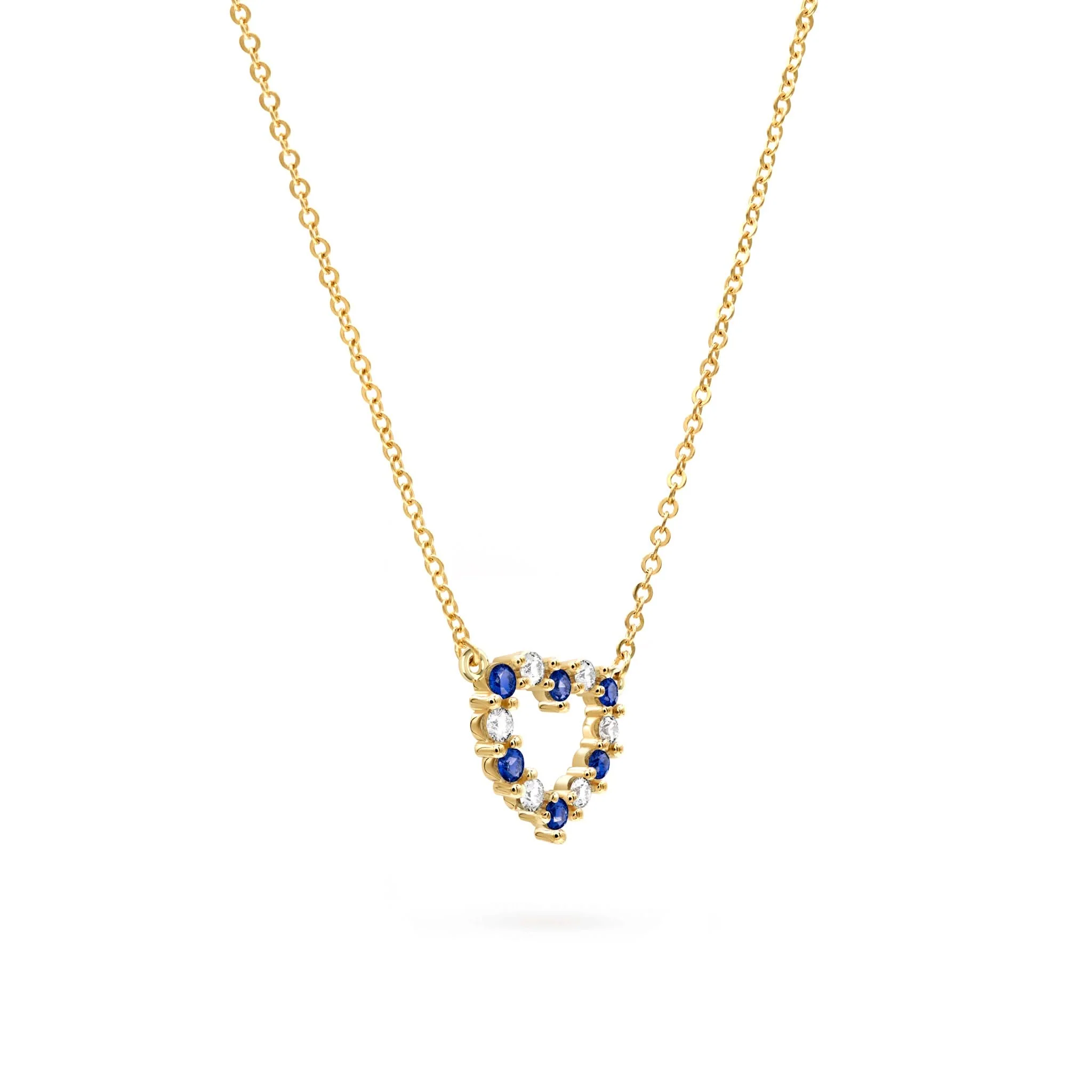 Rosecliff Small Heart Diamond & Sapphire Necklace in 14k Gold (September) - Image 4