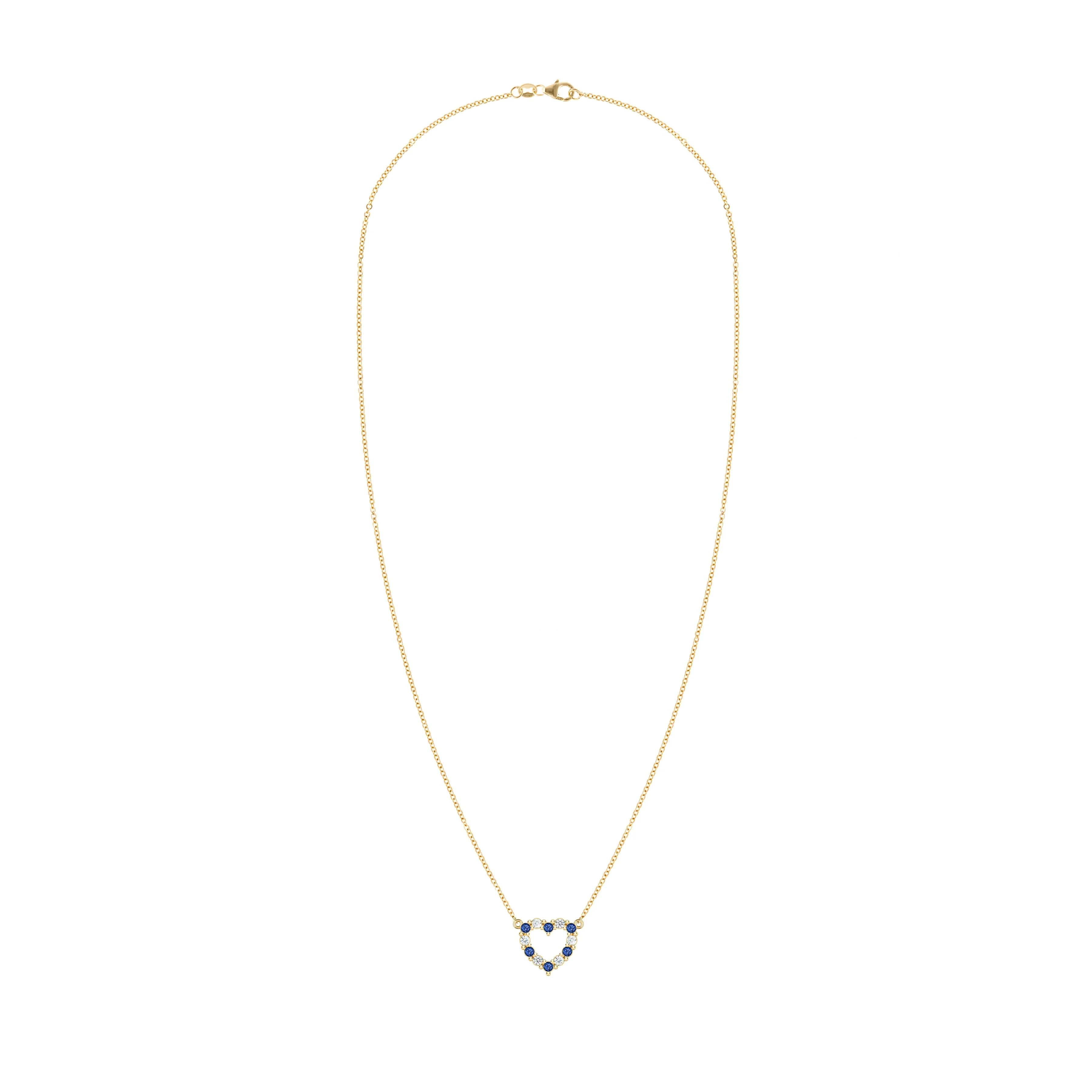 Rosecliff Small Heart Diamond & Sapphire Necklace in 14k Gold (September) - Image 5