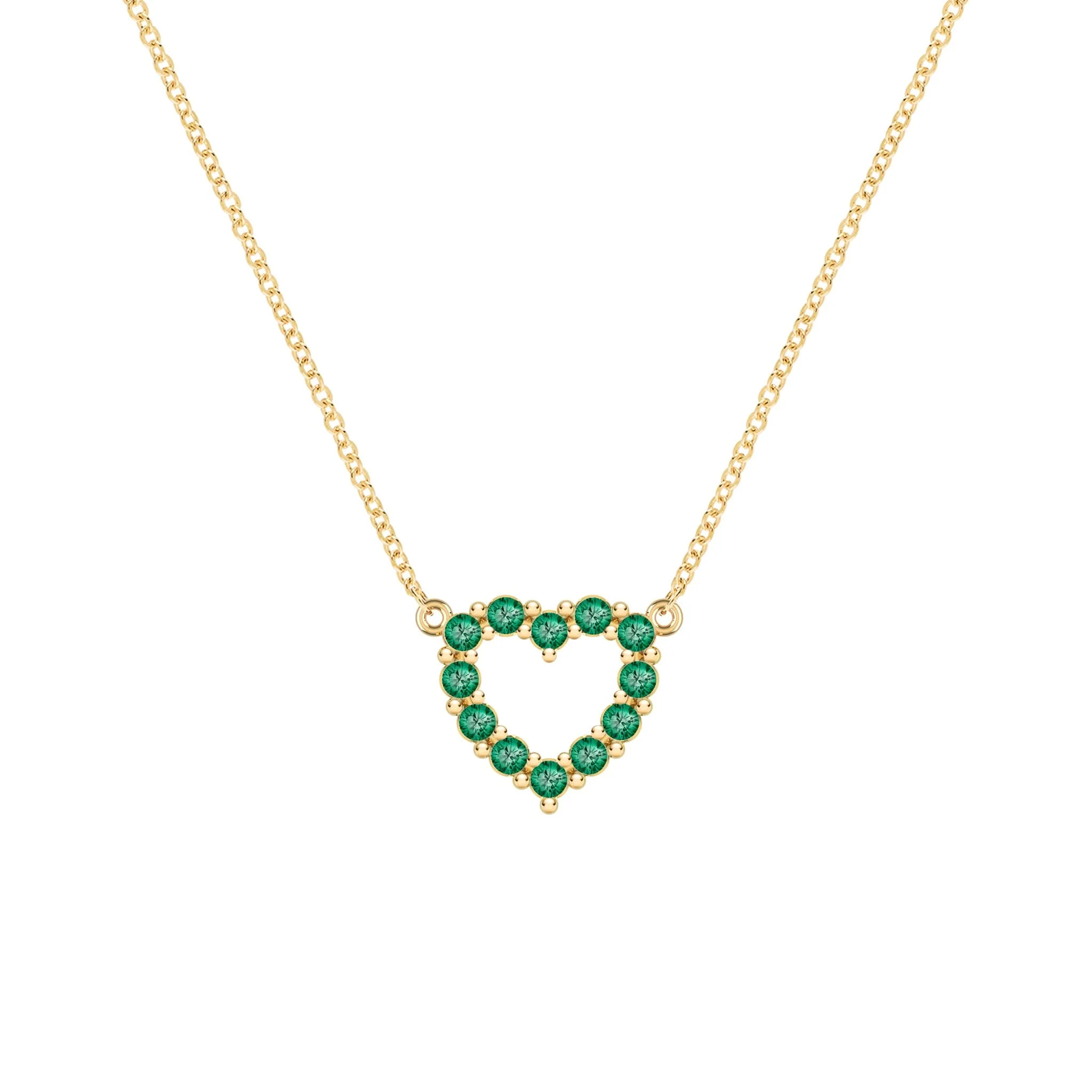 Rosecliff Small Heart Emerald Necklace in 14k Gold (May)