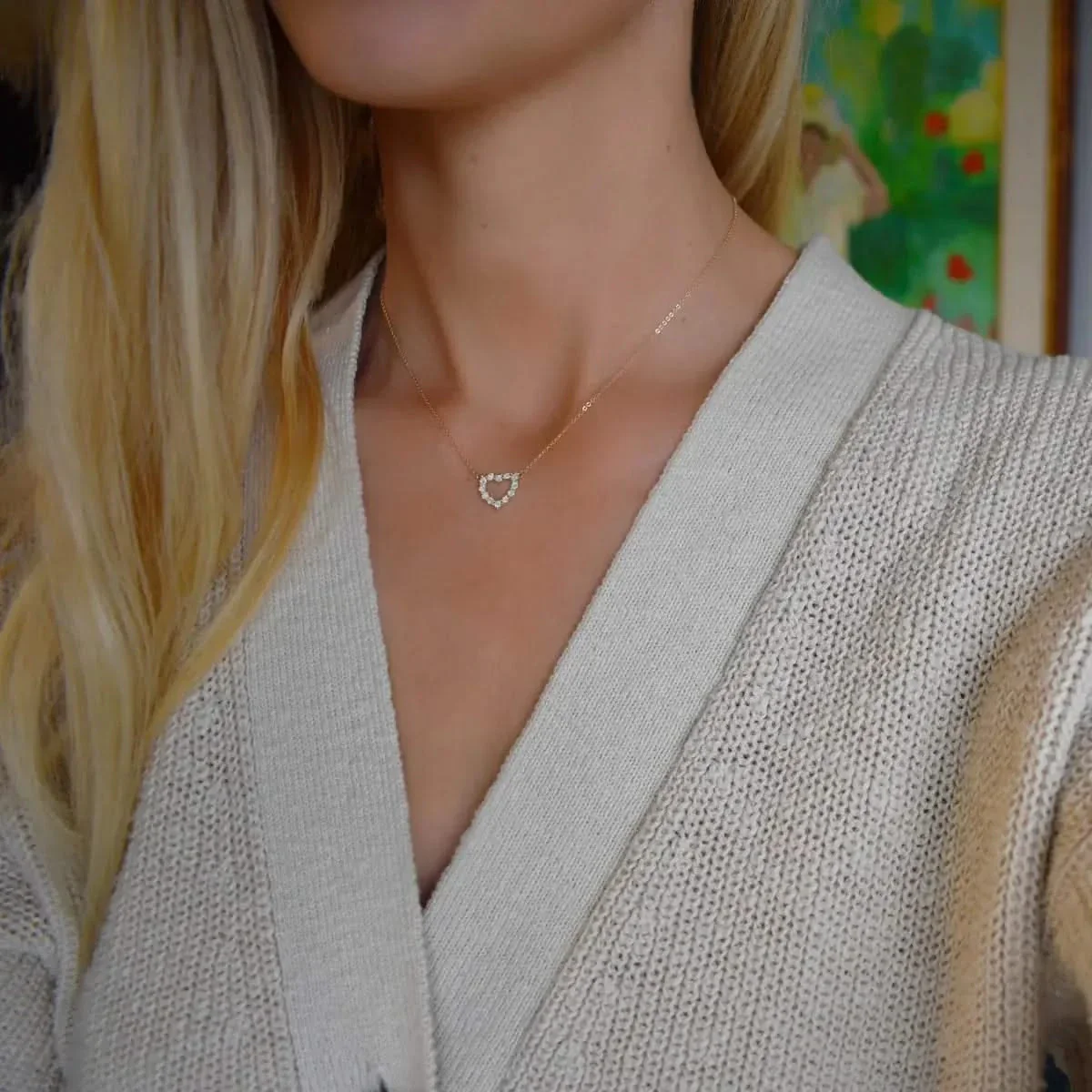 Rosecliff Small Heart Opal Necklace in 14k Gold (October) - Image 2