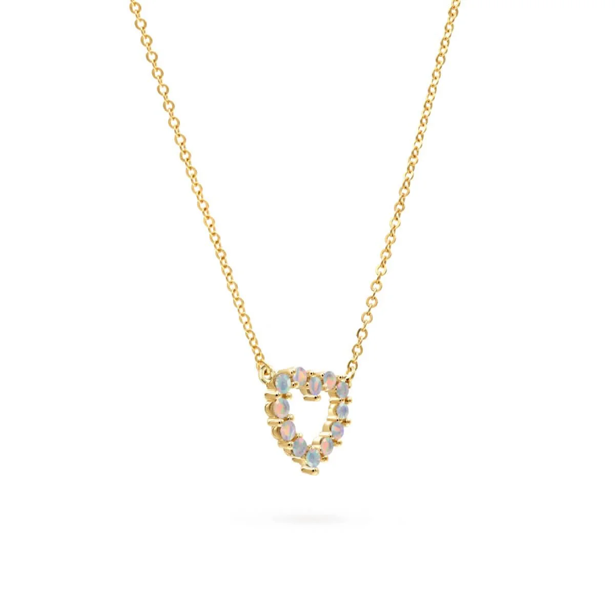 Rosecliff Small Heart Opal Necklace in 14k Gold (October) - Image 5