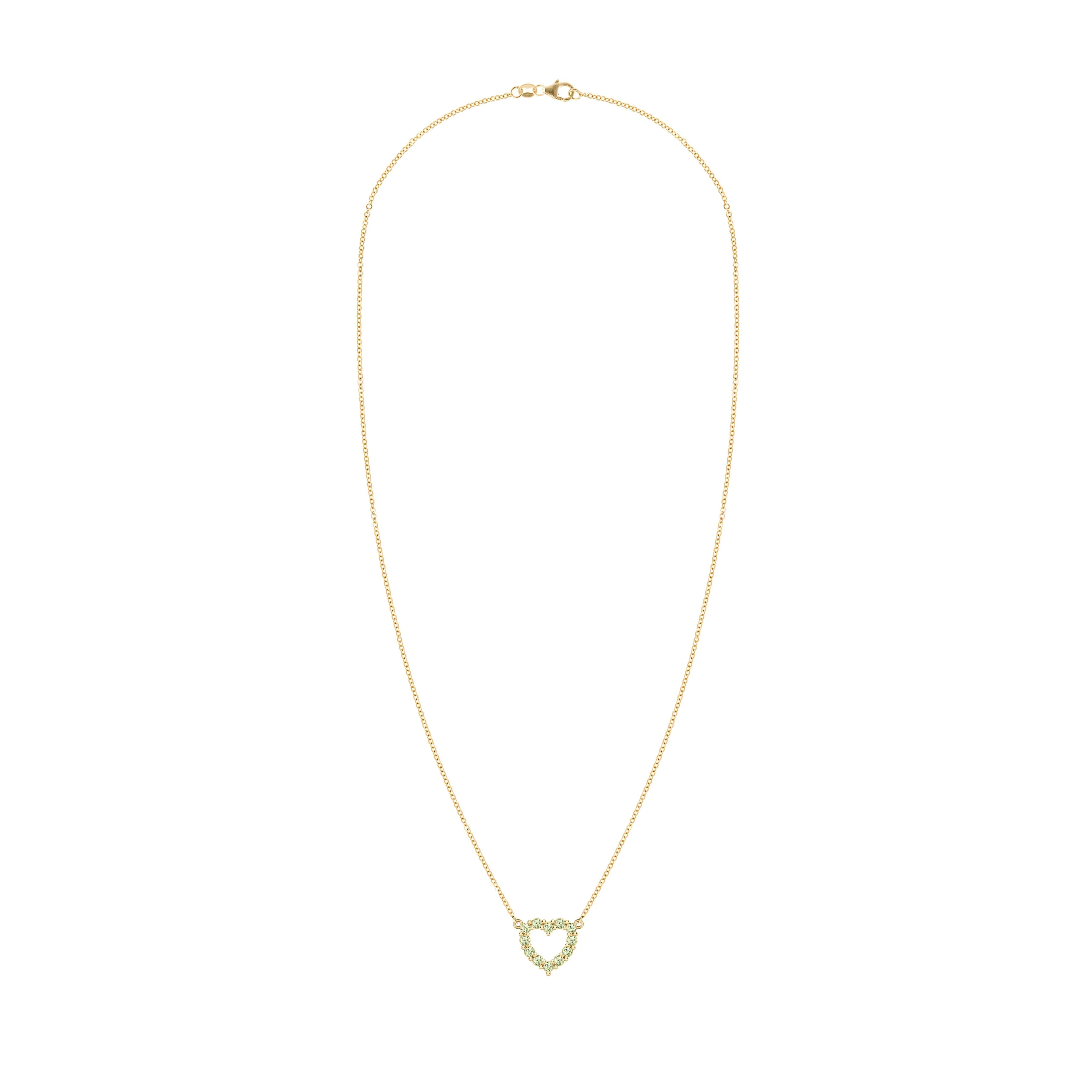 Rosecliff Small Heart Peridot Necklace in 14k Gold (August) - Image 5