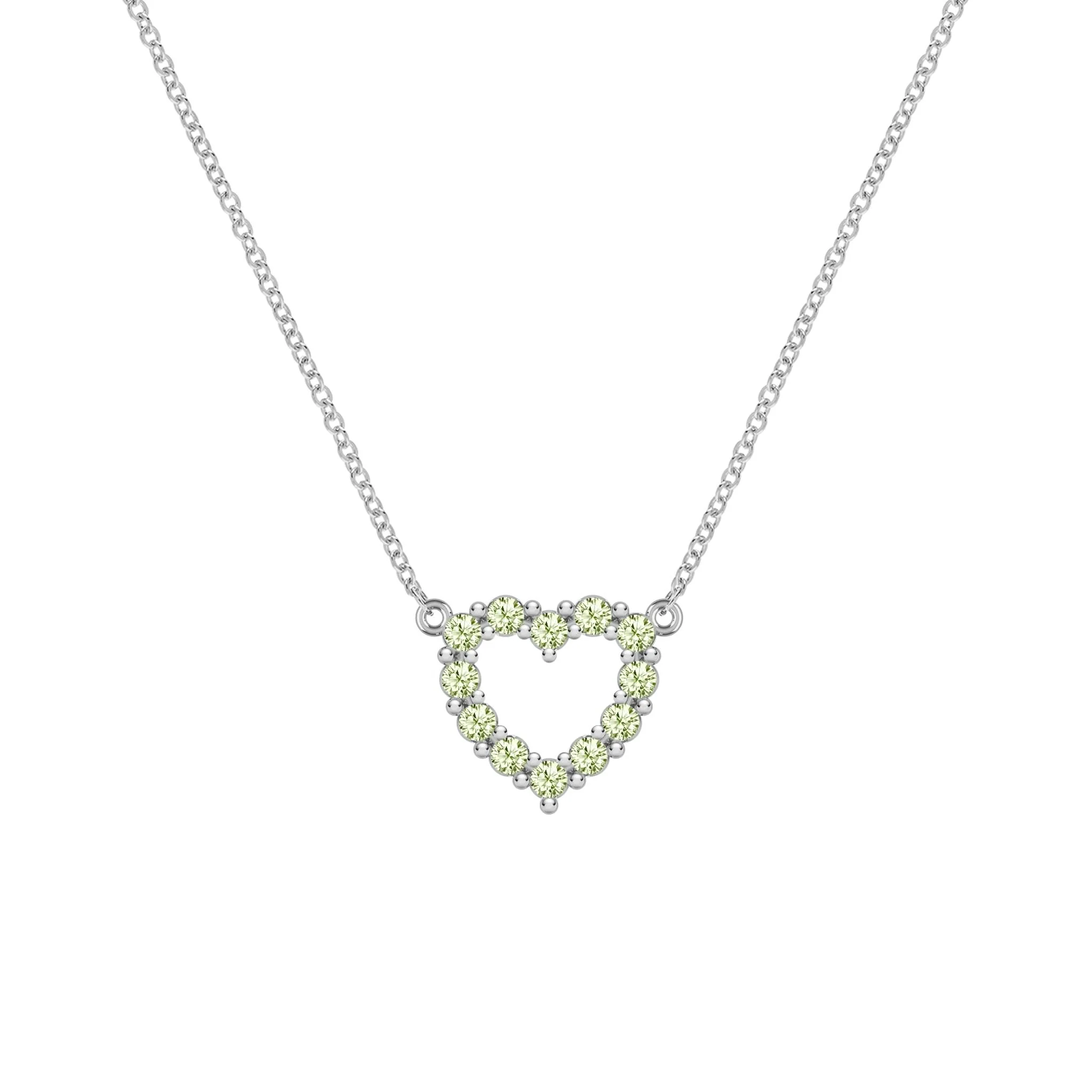 Rosecliff Small Heart Peridot Necklace in 14k Gold (August) - Image 8