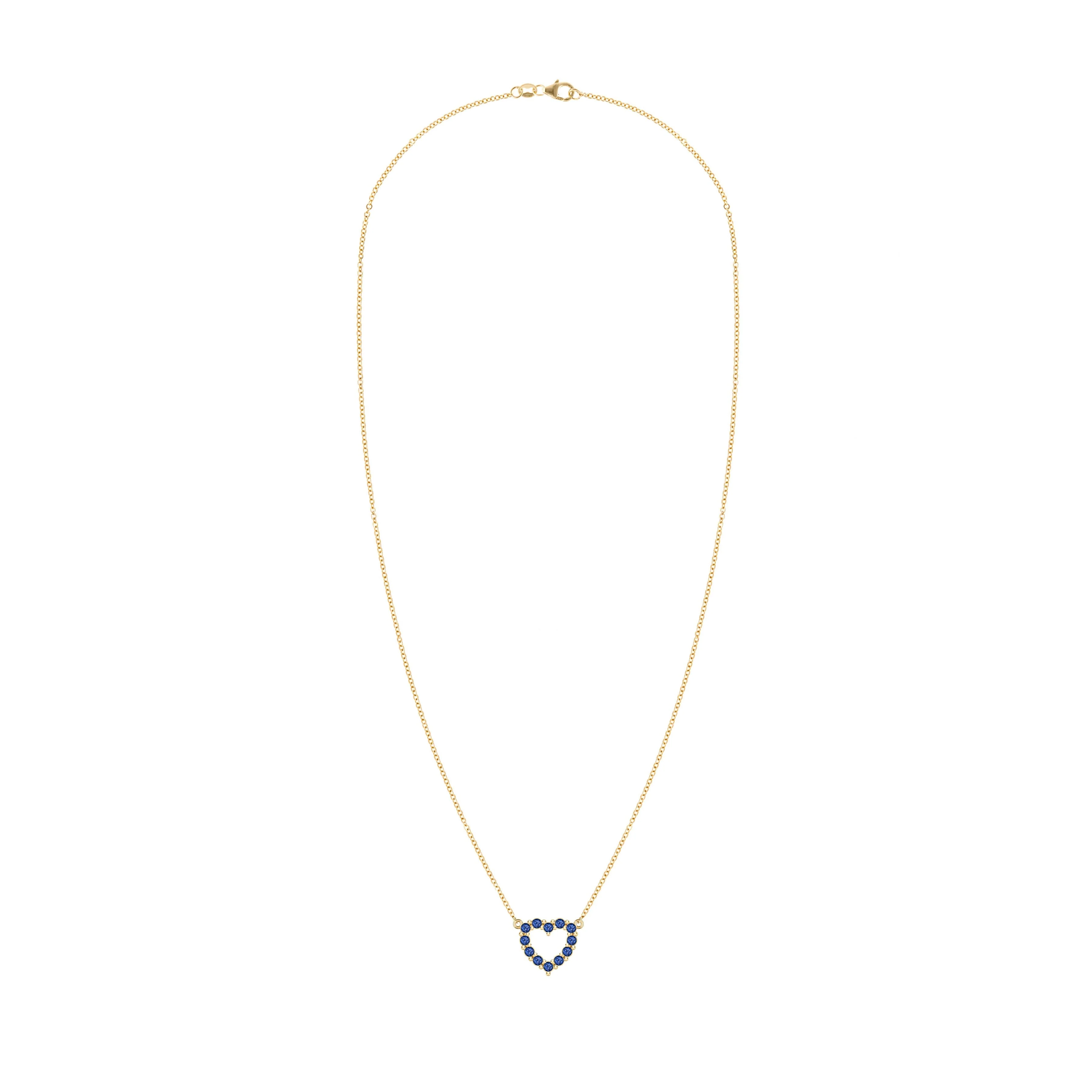 Rosecliff Small Heart Sapphire Necklace in 14k Gold (September) - Image 5