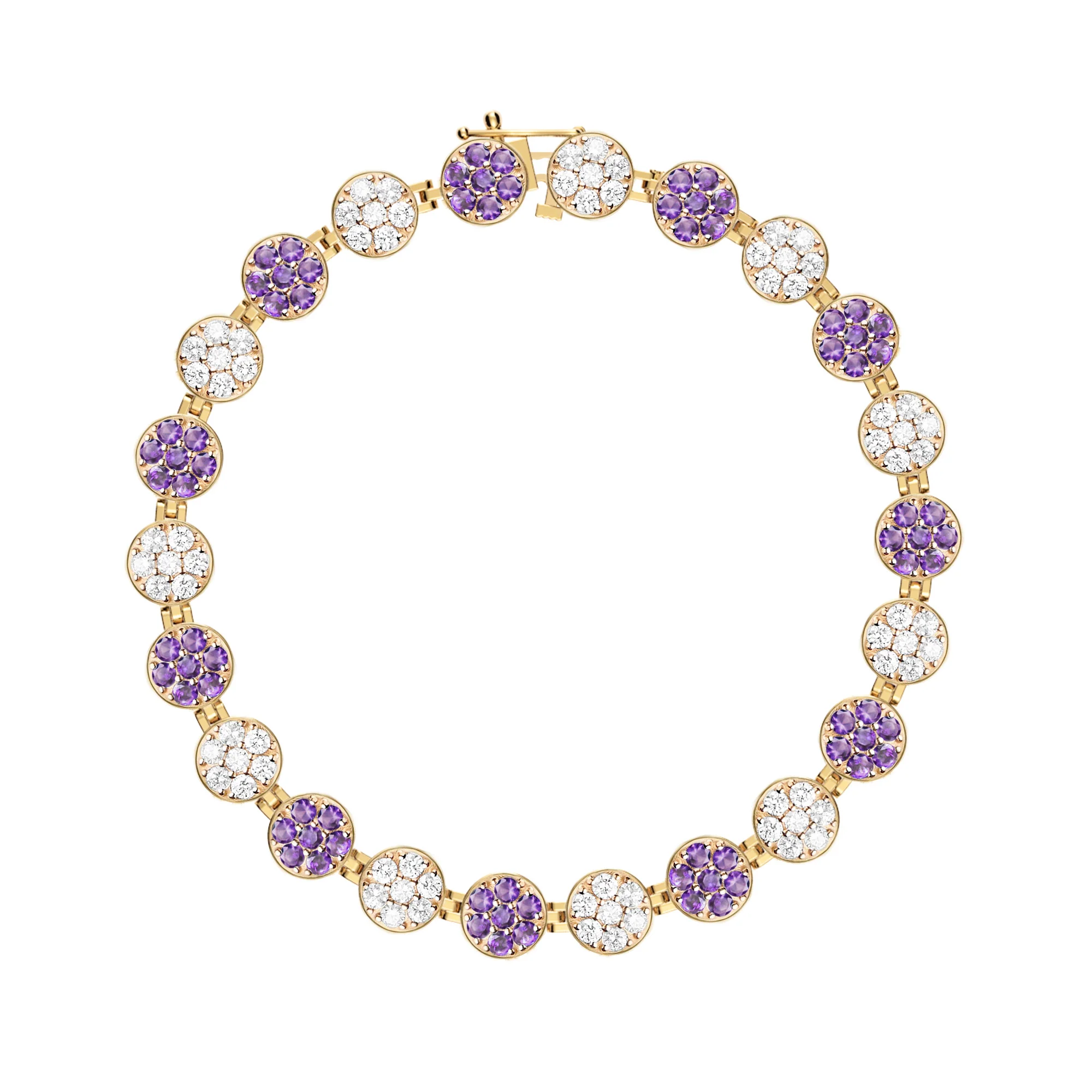 Rosecliff Tennis Diamond & Amethyst Bracelet in 14k Gold (February) - Image 4