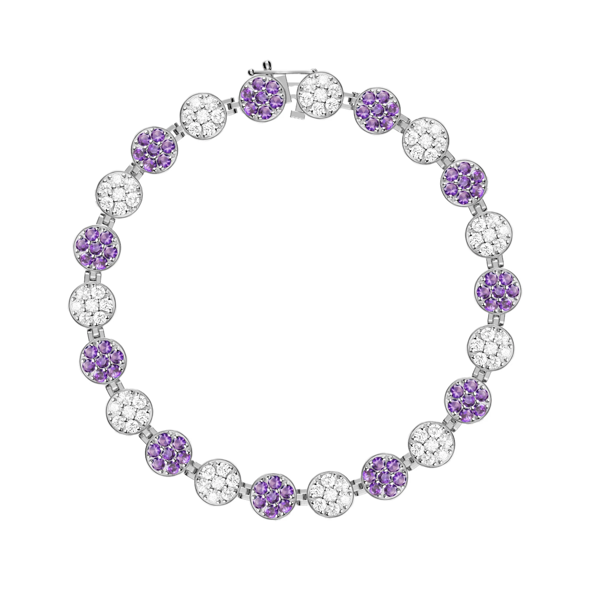 Rosecliff Tennis Diamond & Amethyst Bracelet in 14k Gold (February) - Image 7