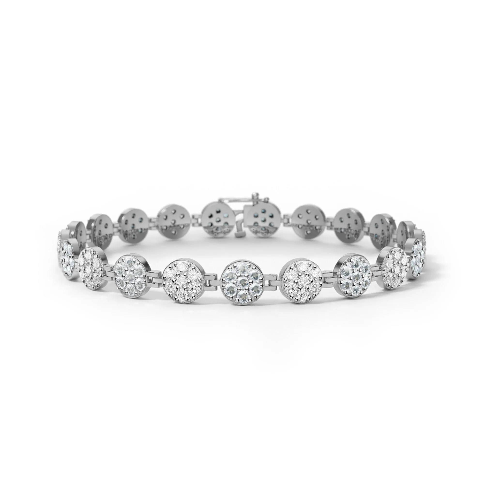 Rosecliff Tennis Diamond & Aquamarine Bracelet in 14k Gold (March) - Image 5