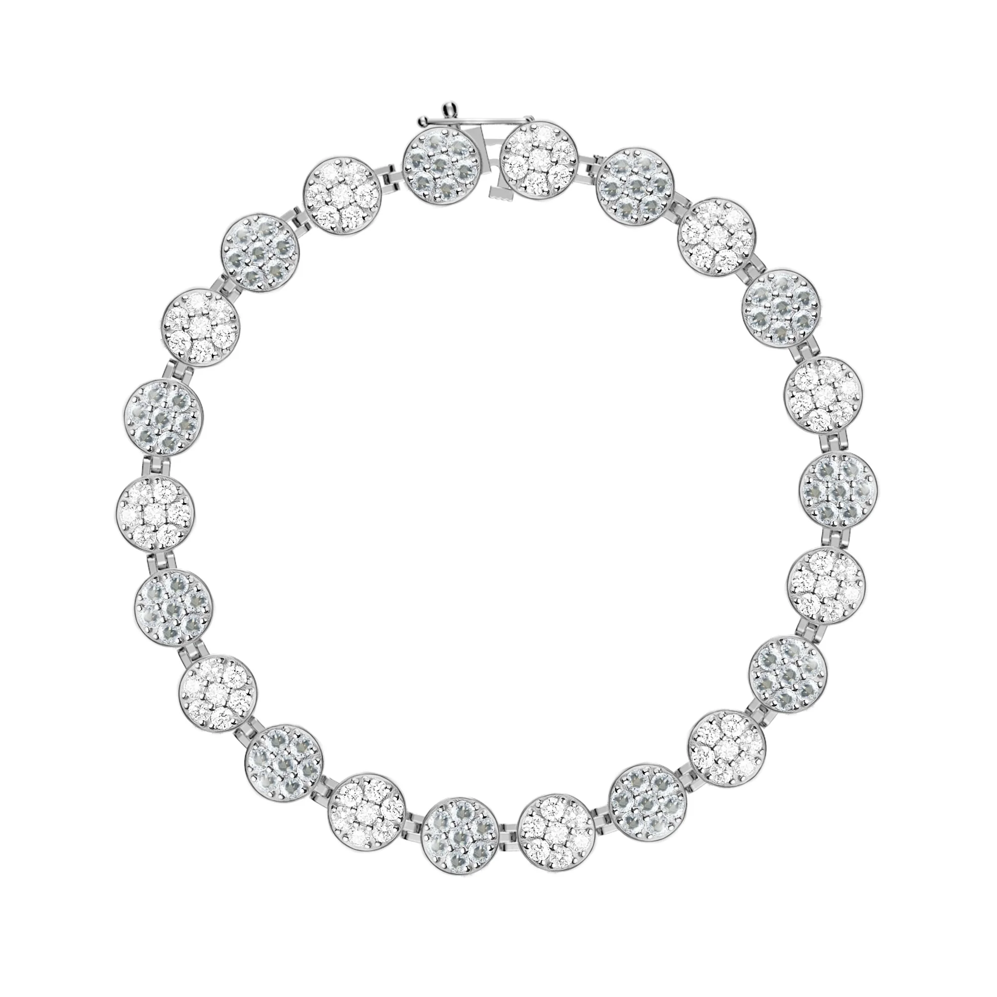 Rosecliff Tennis Diamond & Aquamarine Bracelet in 14k Gold (March) - Image 8