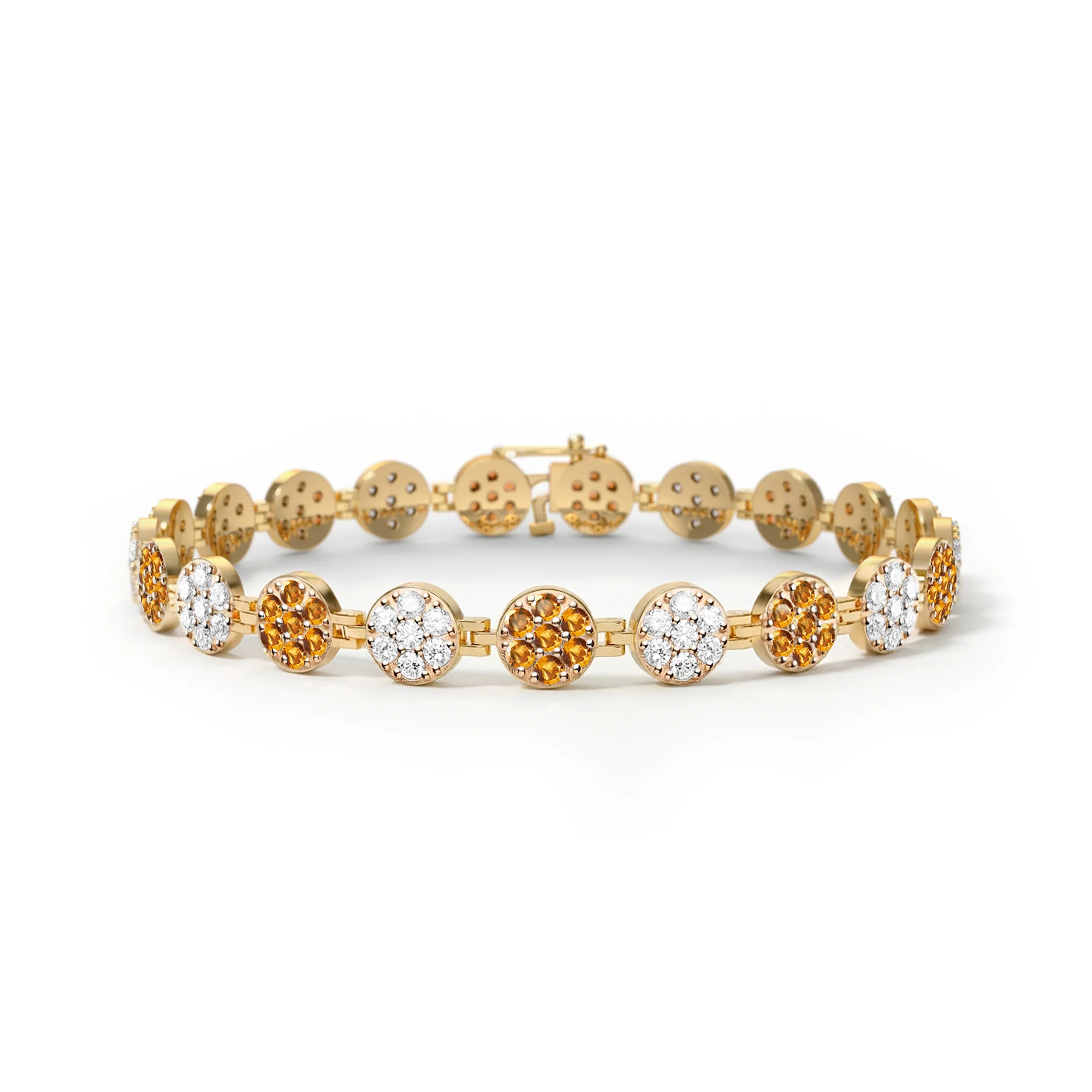 Rosecliff Tennis Diamond & Citrine Bracelet in 14k Gold (November)