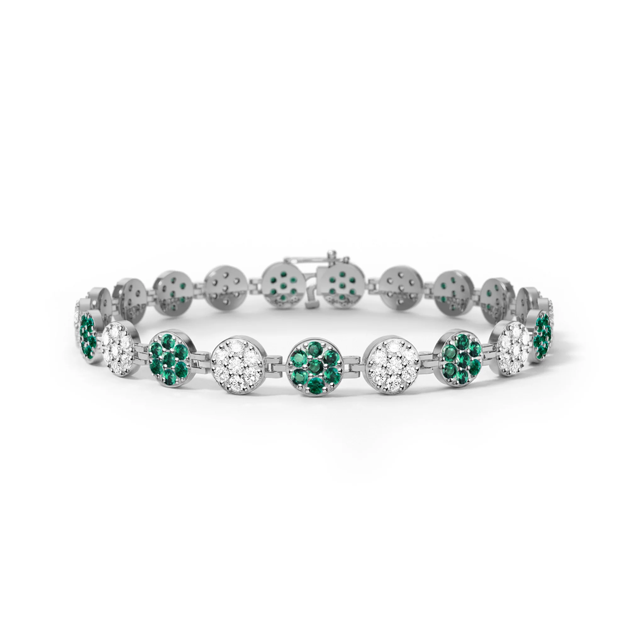Rosecliff Tennis Diamond & Emerald Bracelet in 14k Gold (May) - Image 5