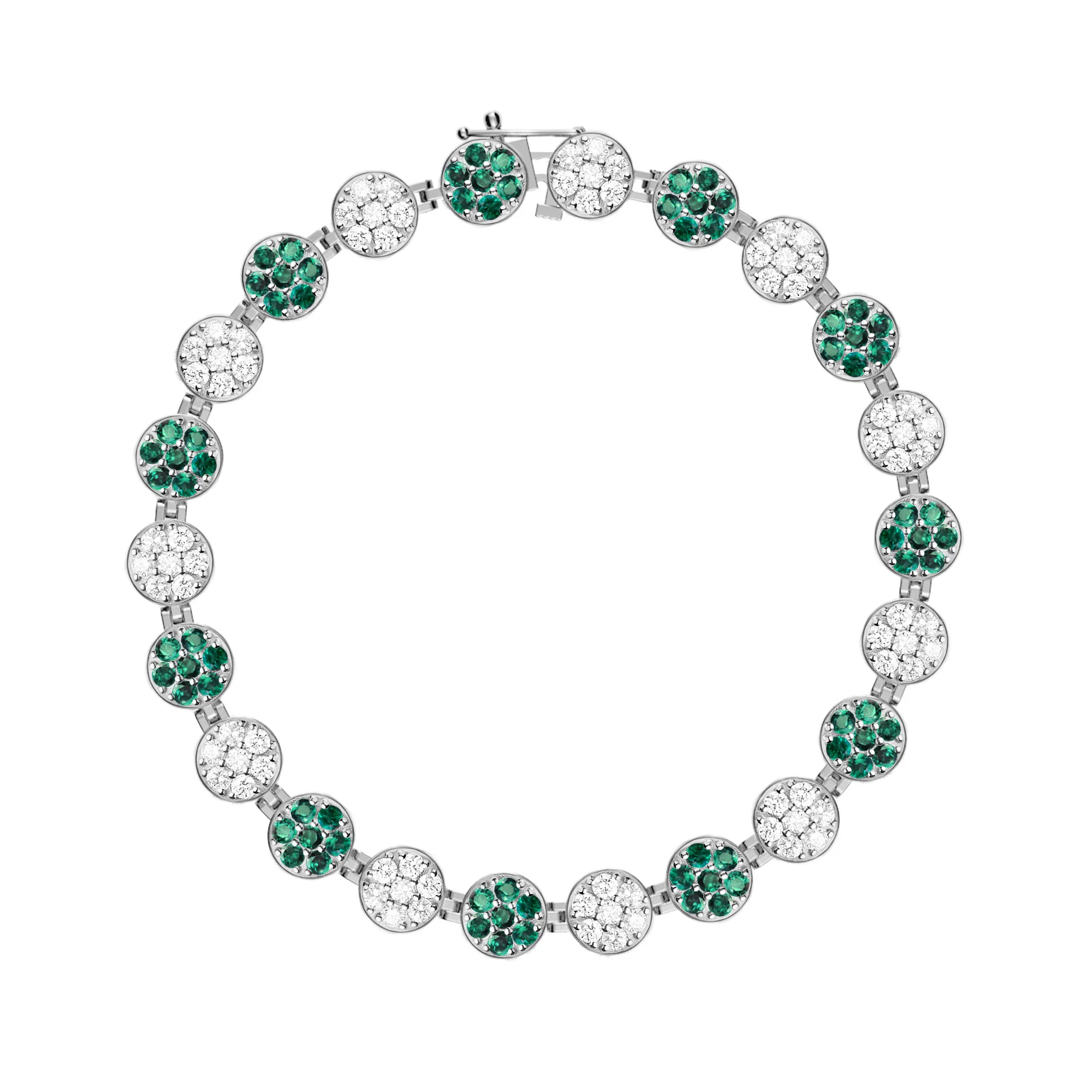 Rosecliff Tennis Diamond & Emerald Bracelet in 14k Gold (May) - Image 7