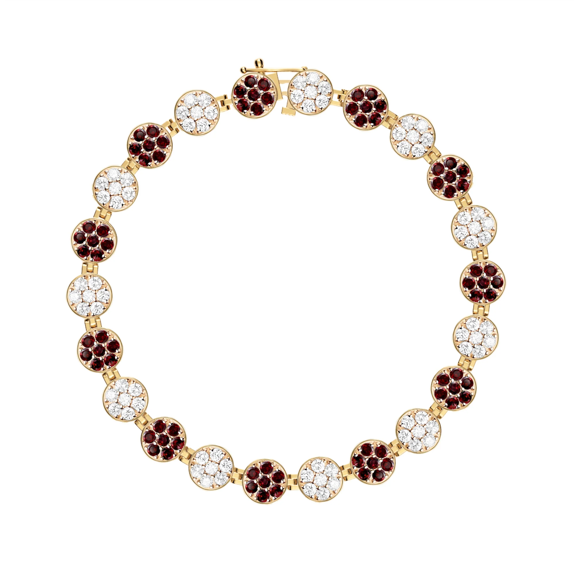 Rosecliff Tennis Diamond & Garnet Bracelet in 14k Gold (January) - Image 4