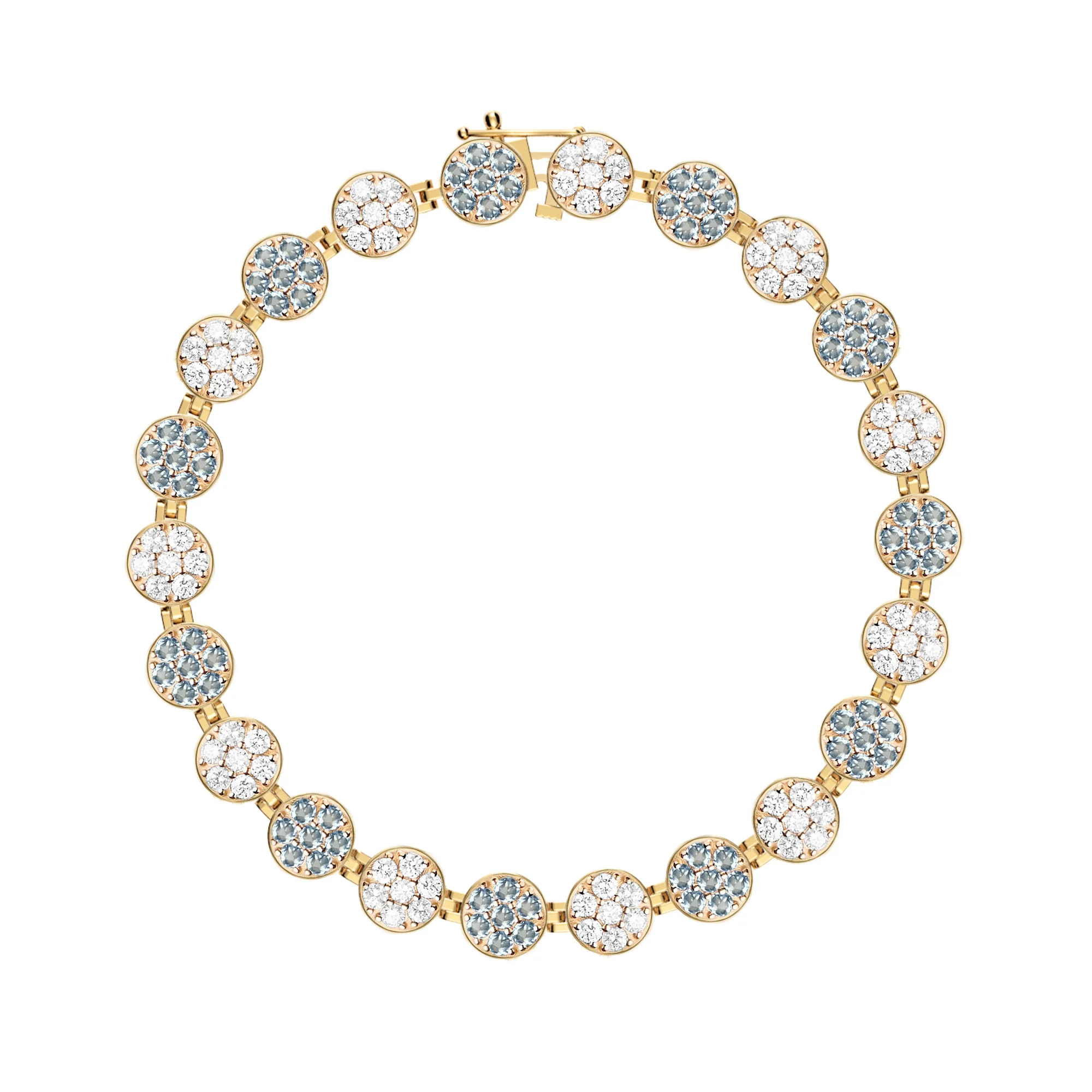 Rosecliff Tennis Diamond & Nantucket Blue Topaz Bracelet in 14k Gold (December) - Image 4