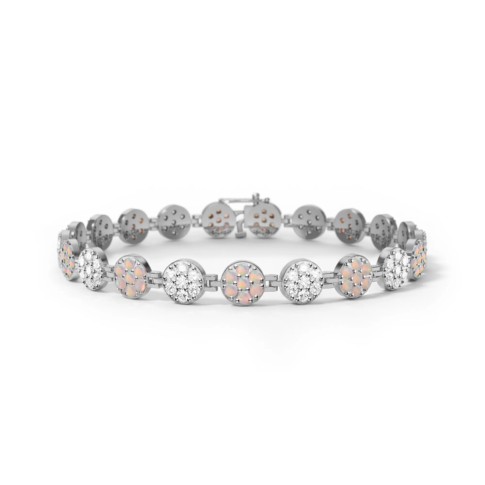 Rosecliff Tennis Diamond & Opal Bracelet in 14k Gold (October) - Image 5