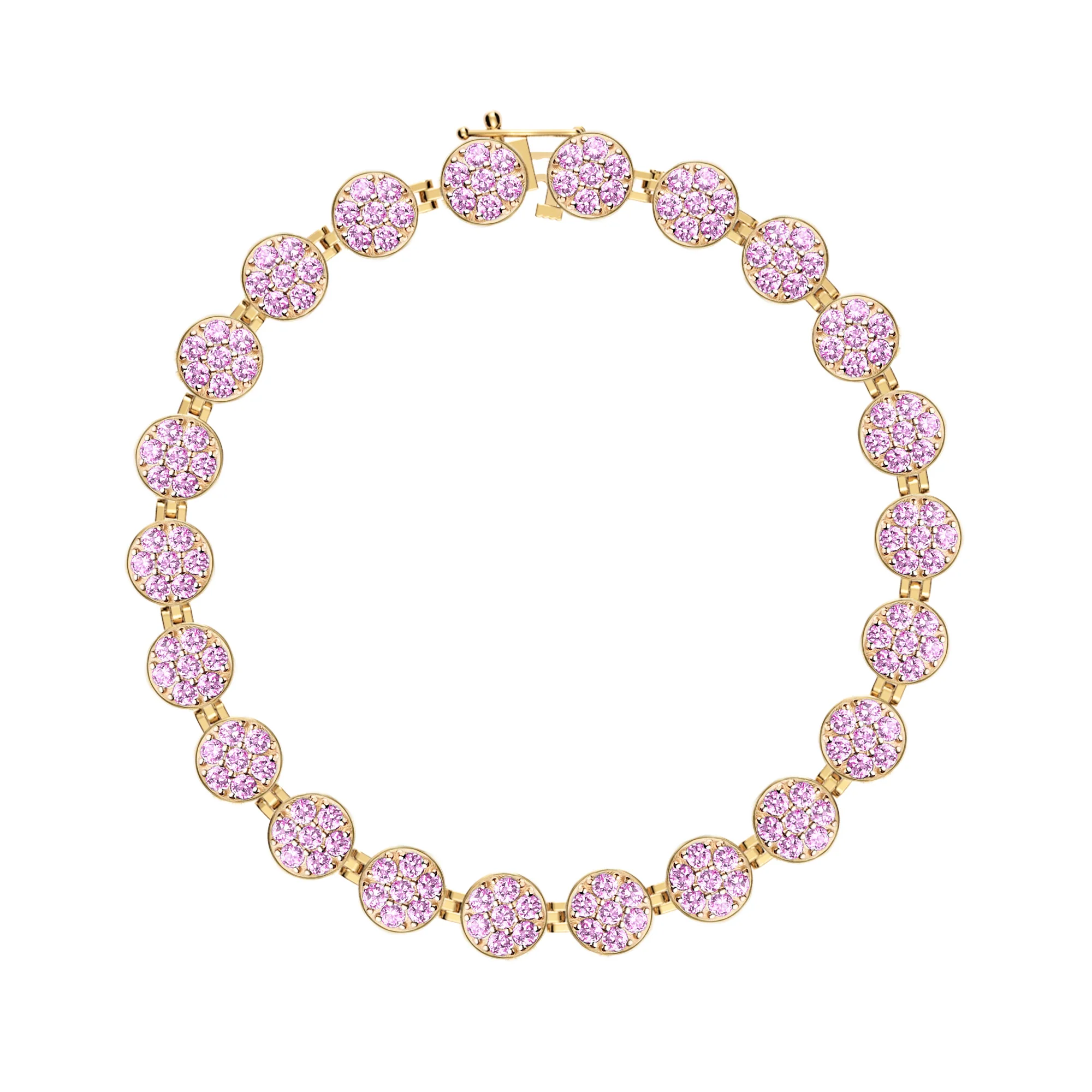 Rosecliff Tennis Pink Sapphire Bracelet in 14k Gold (October) - Image 4