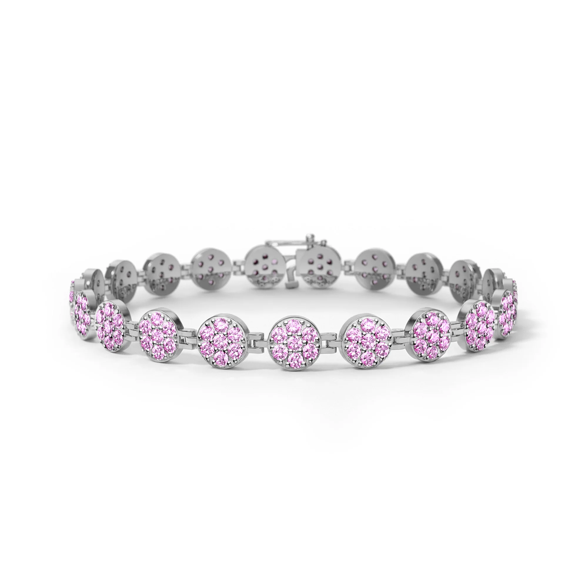 Rosecliff Tennis Pink Sapphire Bracelet in 14k Gold (October) - Image 5